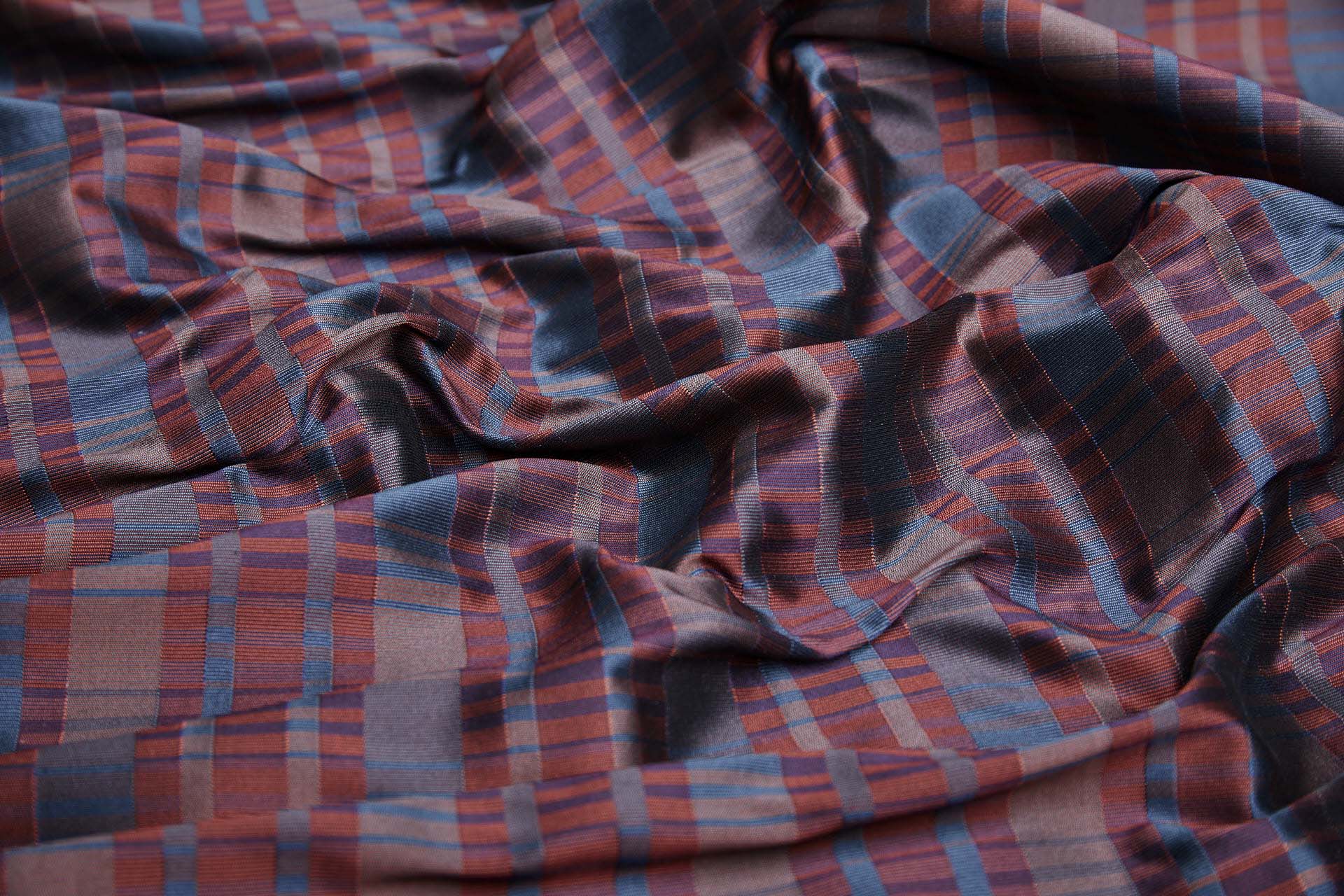 Reversible Stripe Brocade - Red, Teal and Navy fabric, image 6 of 9