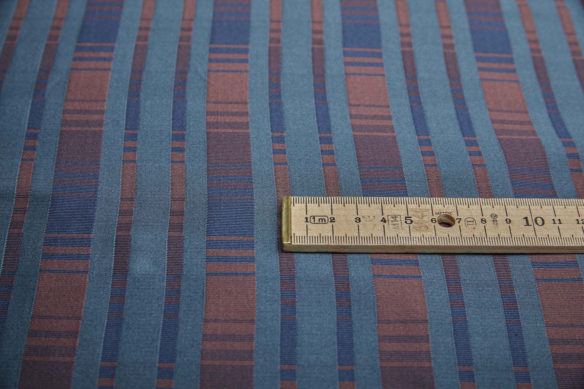 Reversible Stripe Brocade - Red, Teal and Navy fabric, image 8 of 9