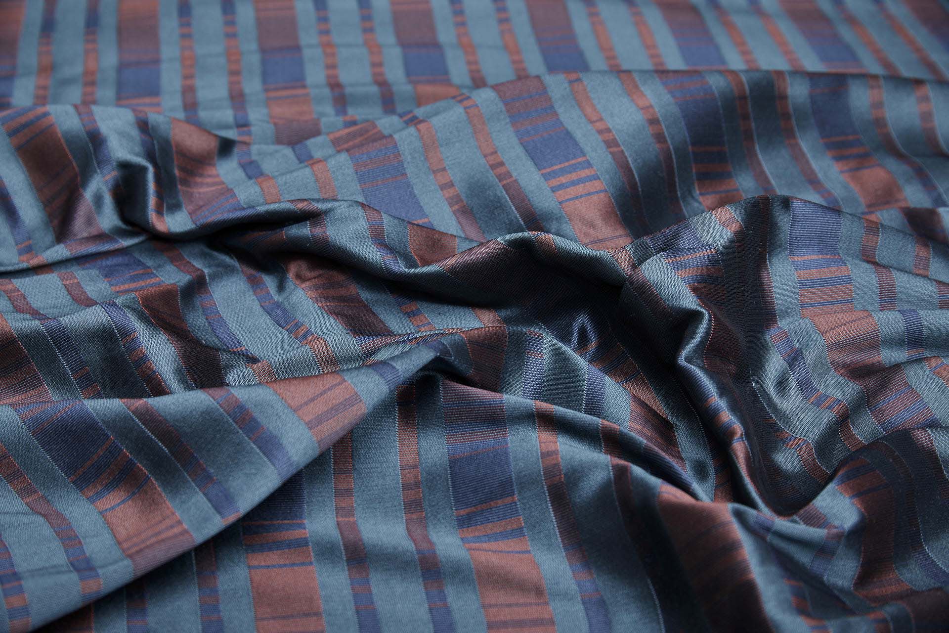 Reversible Stripe Brocade - Red, Teal and Navy fabric, image 9 of 9