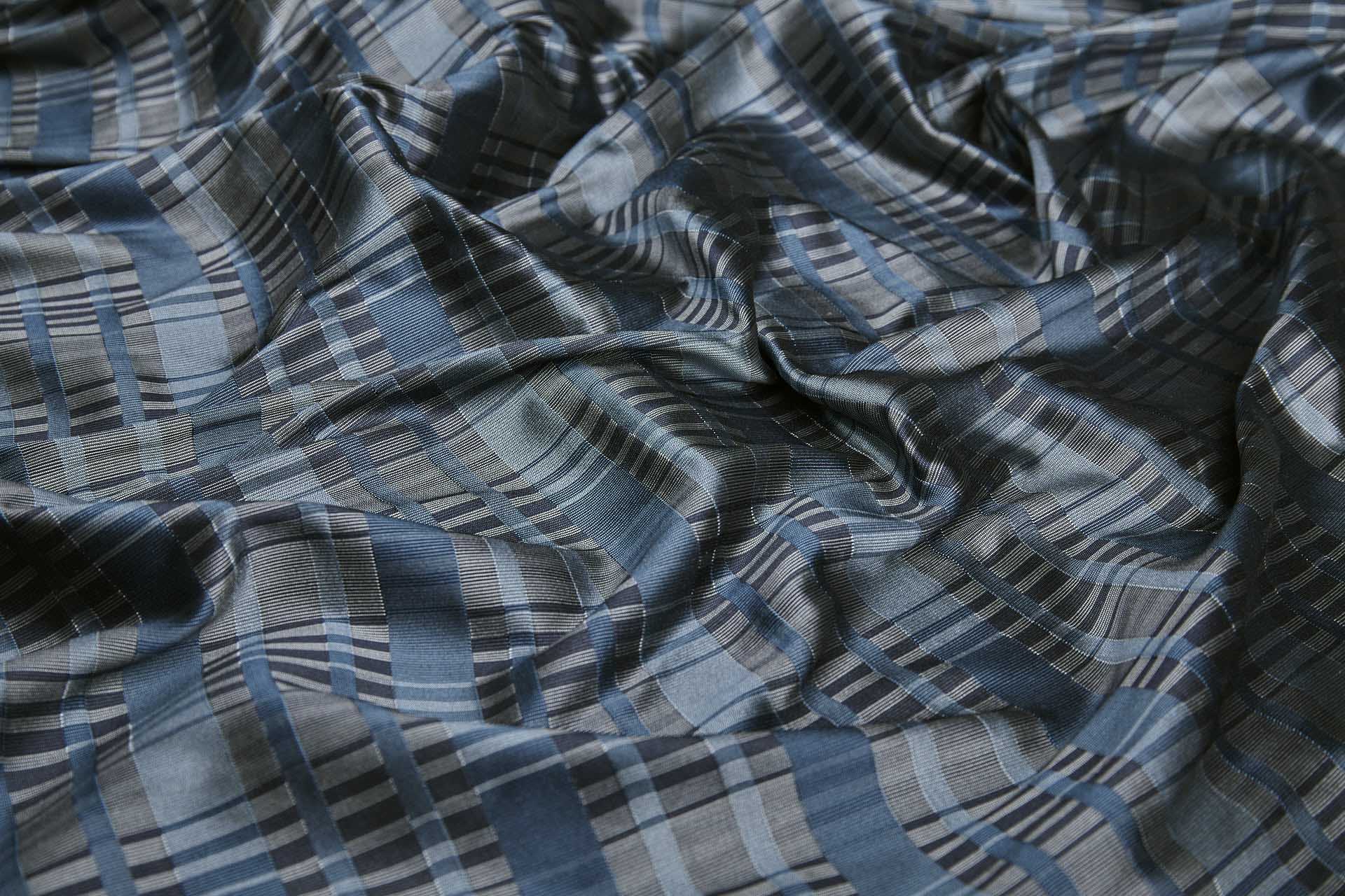 Reversible Stripe Brocade - Grey, Blue and Navy fabric, image 4 of 10