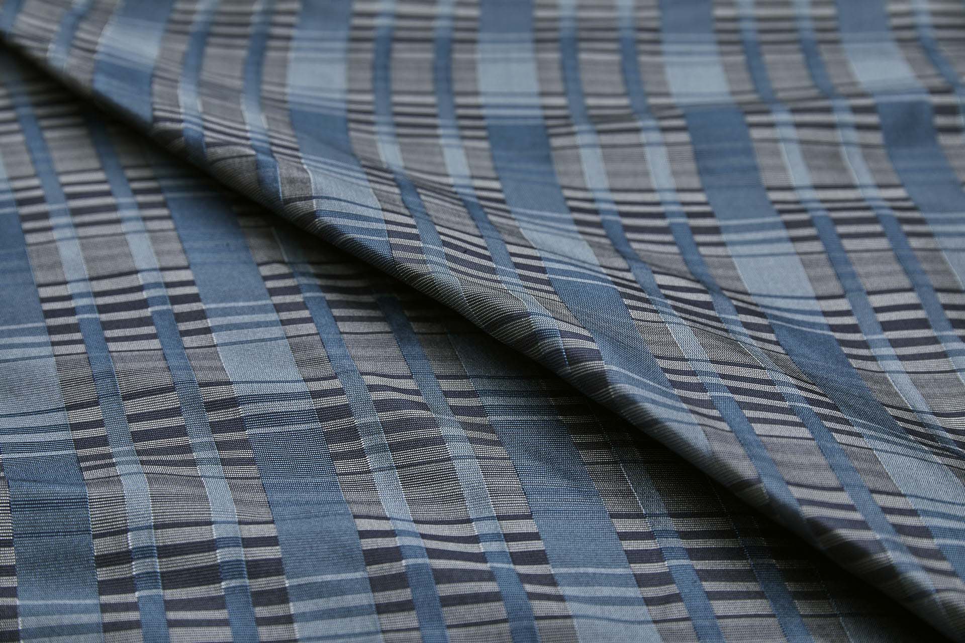 Reversible Stripe Brocade - Grey, Blue and Navy fabric, image 5 of 10