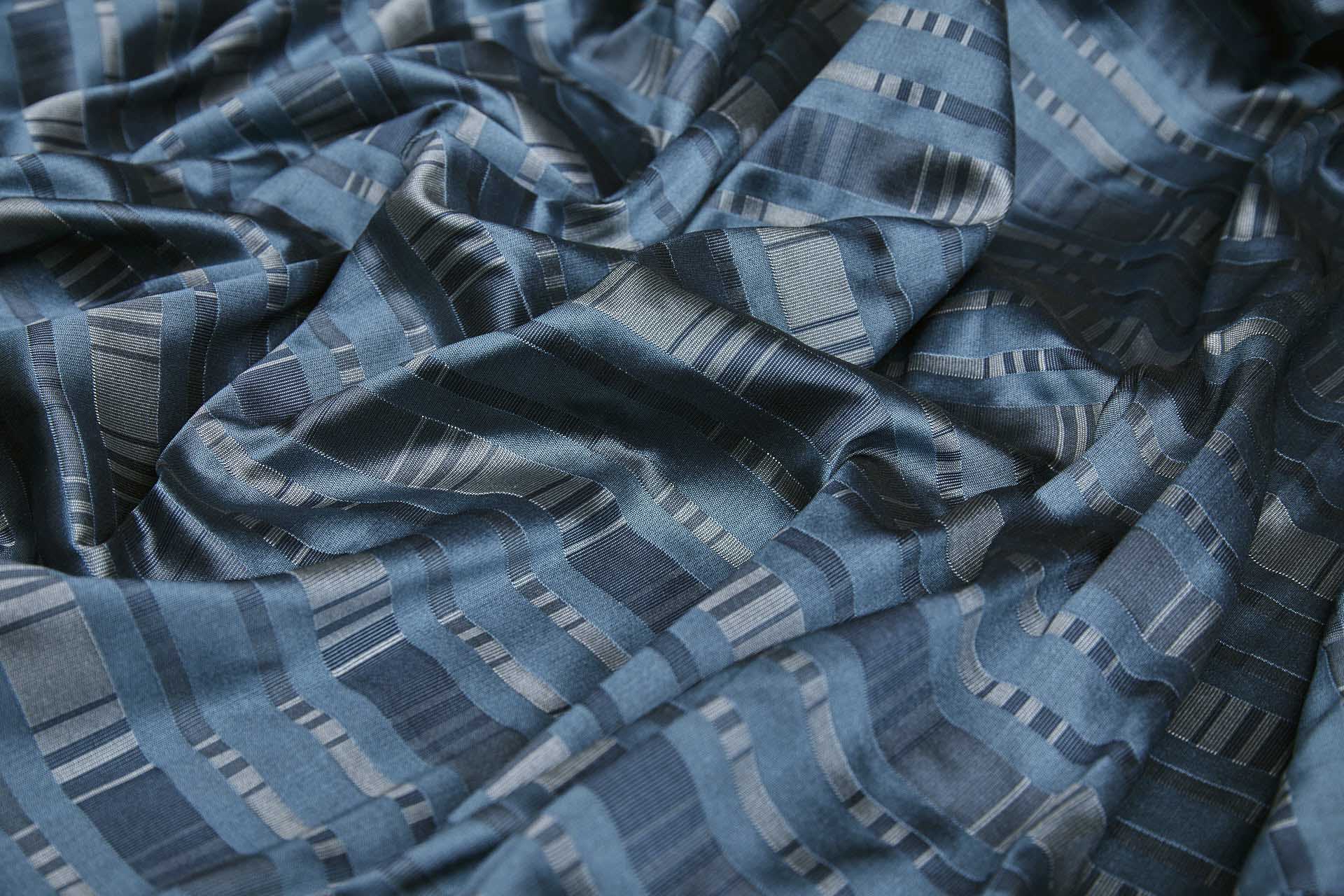 Reversible Stripe Brocade - Grey, Blue and Navy fabric, image 10 of 10