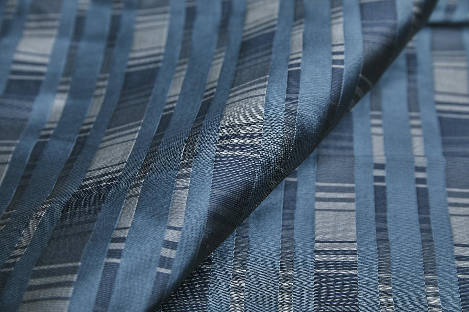 Reversible Stripe Brocade - Grey, Blue and Navy fabric