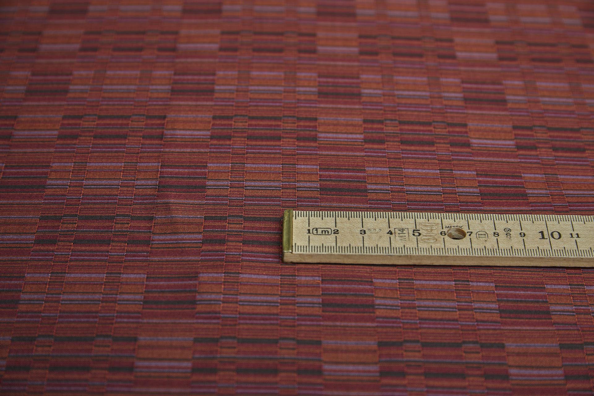Reversible Stripe Brocade - Red, Rust, Mauve and Black fabric, image 3 of 7