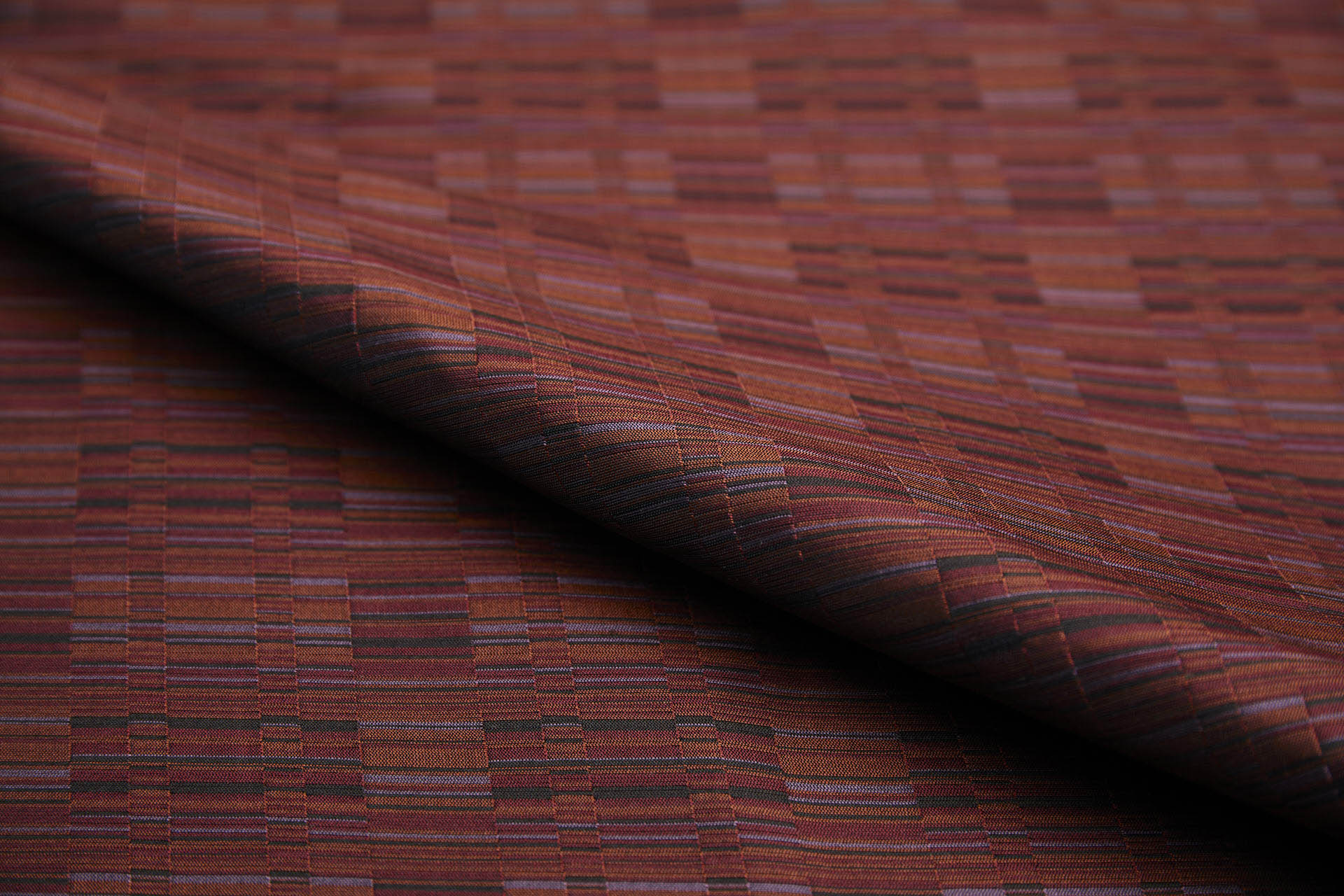 Reversible Stripe Brocade - Red, Rust, Mauve and Black fabric, image 4 of 7