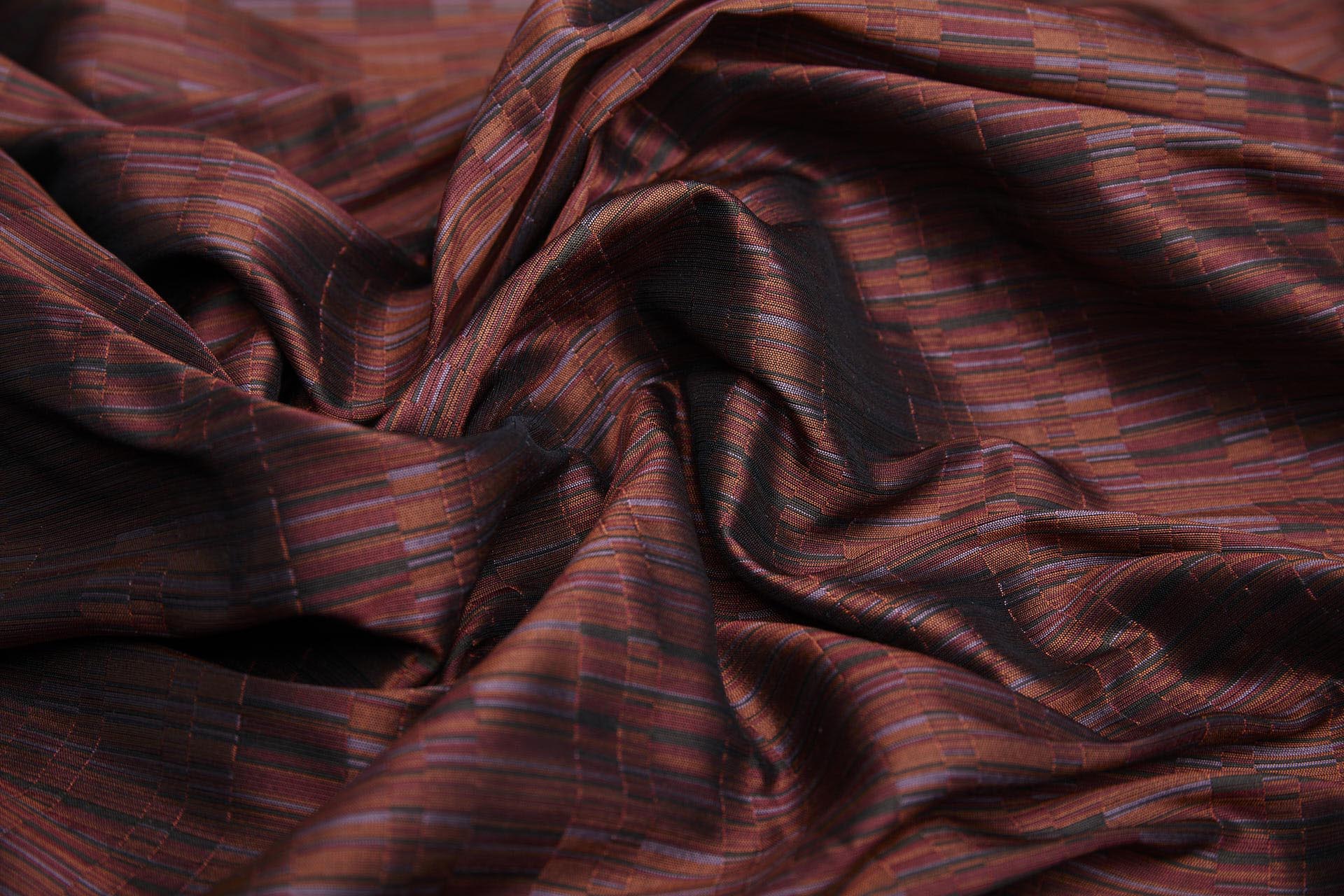 Reversible Stripe Brocade - Red, Rust, Mauve and Black fabric, image 5 of 7