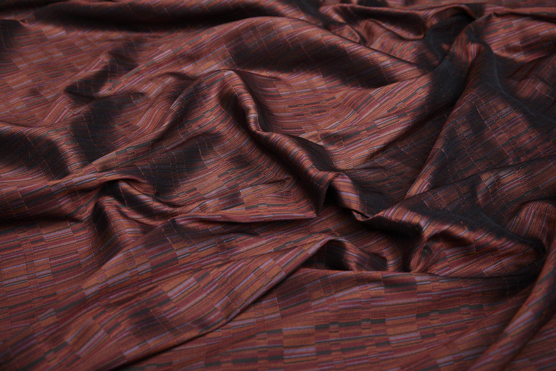 Reversible Stripe Brocade - Red, Rust, Mauve and Black fabric, image 6 of 7