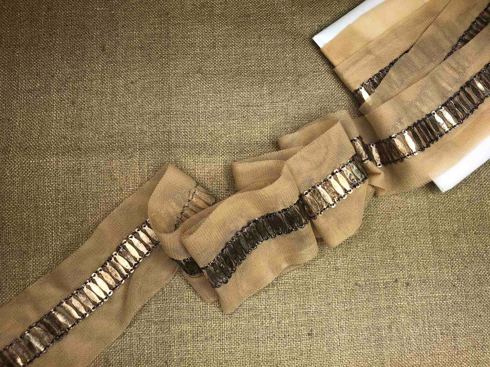 Metal Ellipse Sequin Trim - Single Row Antique Gold, image 5 of 5