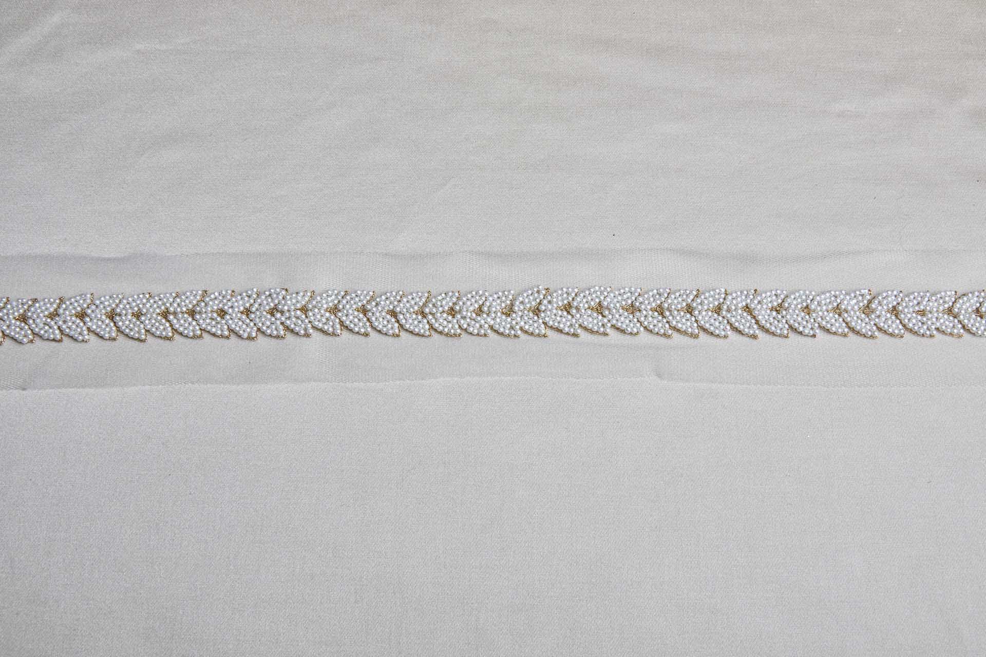 Pearl and Metal Work Leaf Trim - Gold and Ivory, image 6 of 6