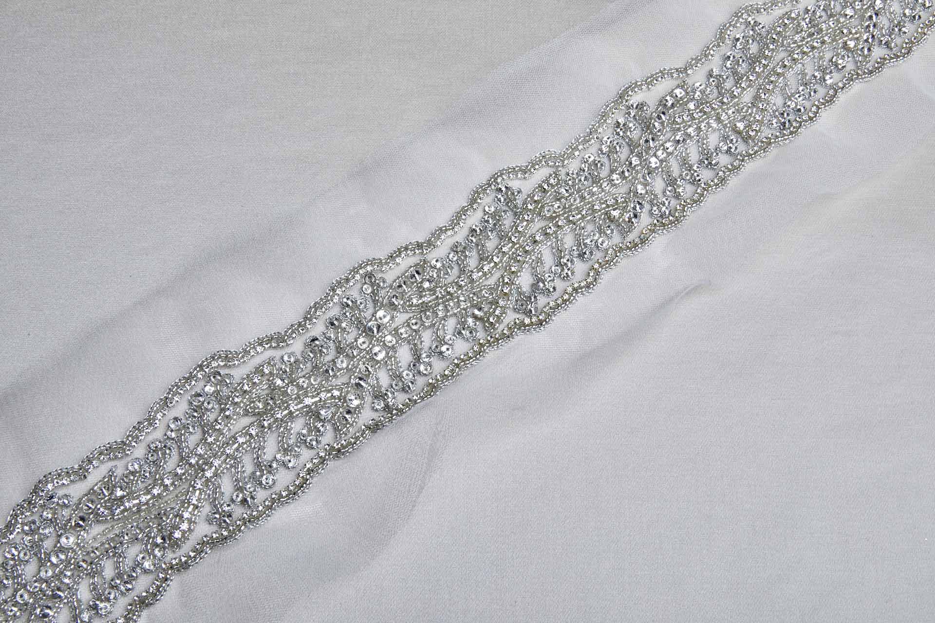 Beaded Diamante Trim in Ivory and Silver, image 4 of 5