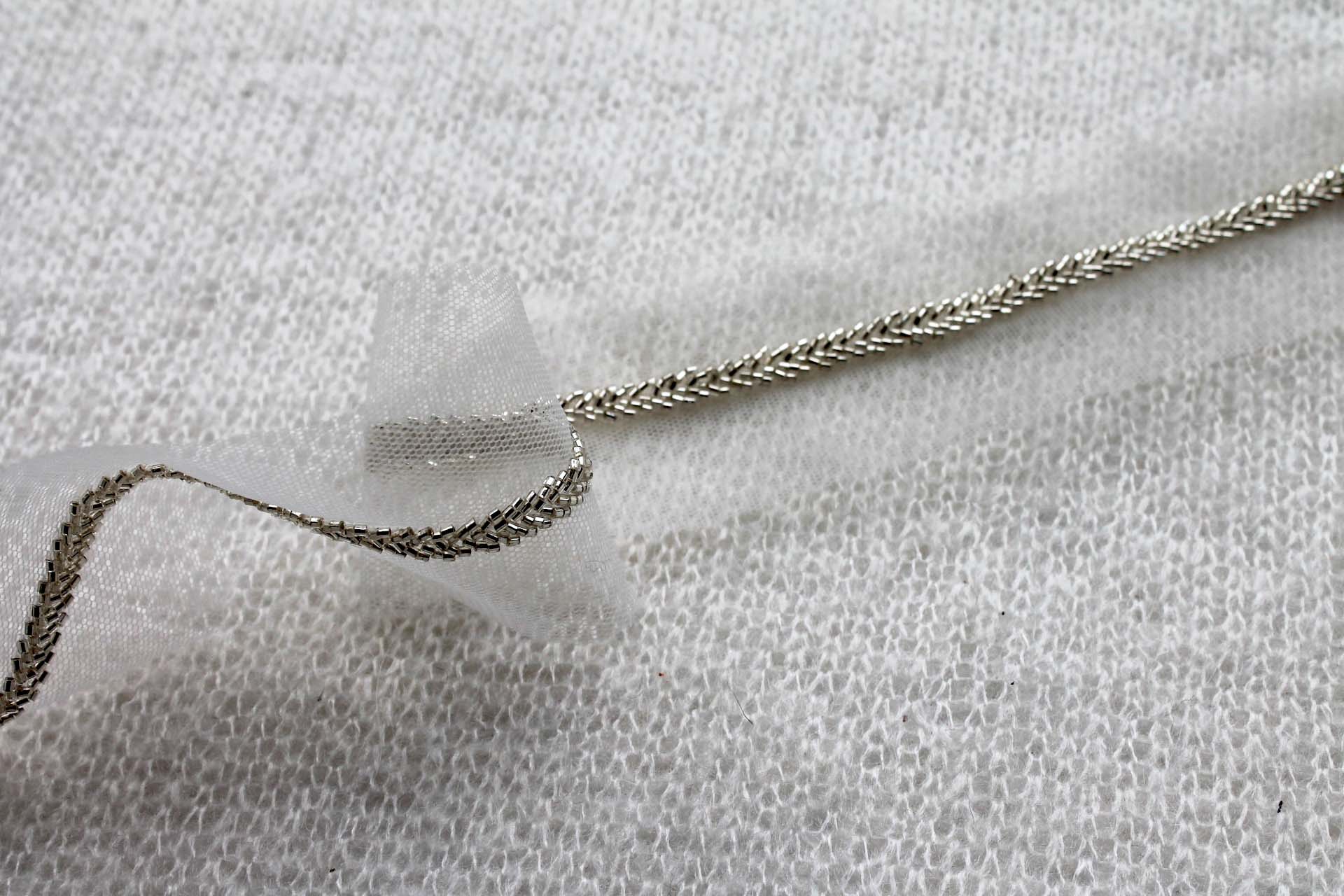 Beaded Micro Trim - Herringbone - Silver, image 4 of 4