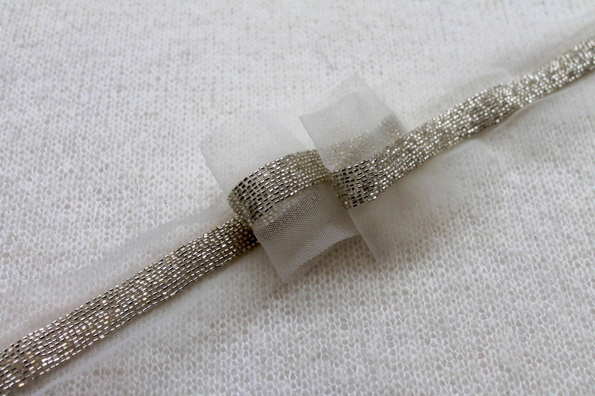Beaded Micro Trim - Silver - Wide