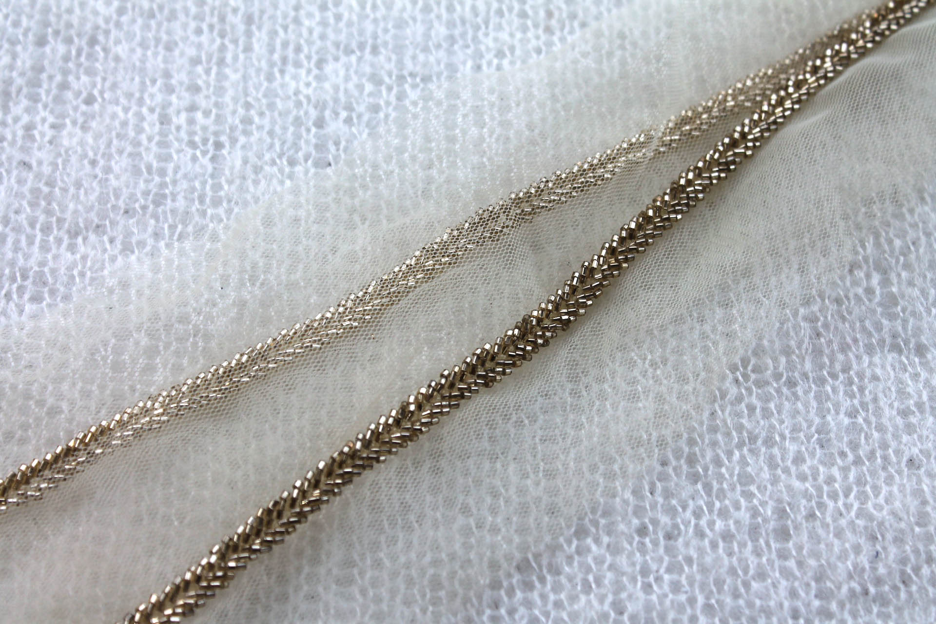 Beaded Micro Trim - Herringbone - Gold, image 3 of 4