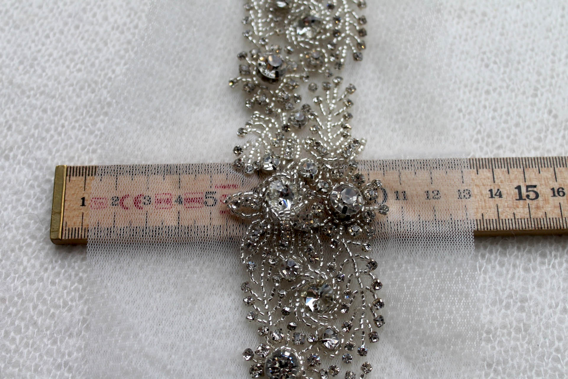 Beaded Floral Diamante Trim in Silver, image 2 of 6