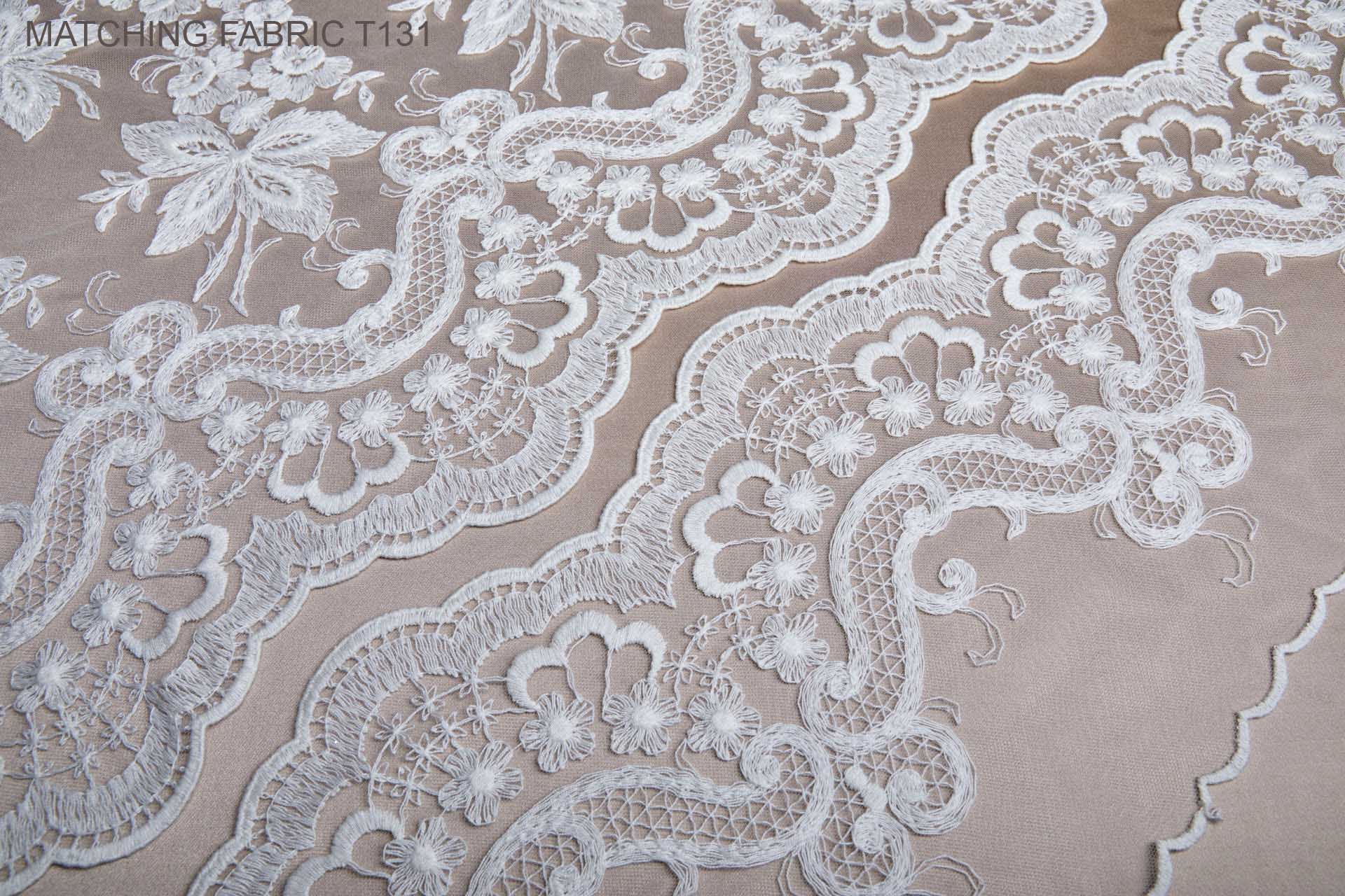 Vintage Embroidered Tulle Trim - Ivory, image 7 of 7
