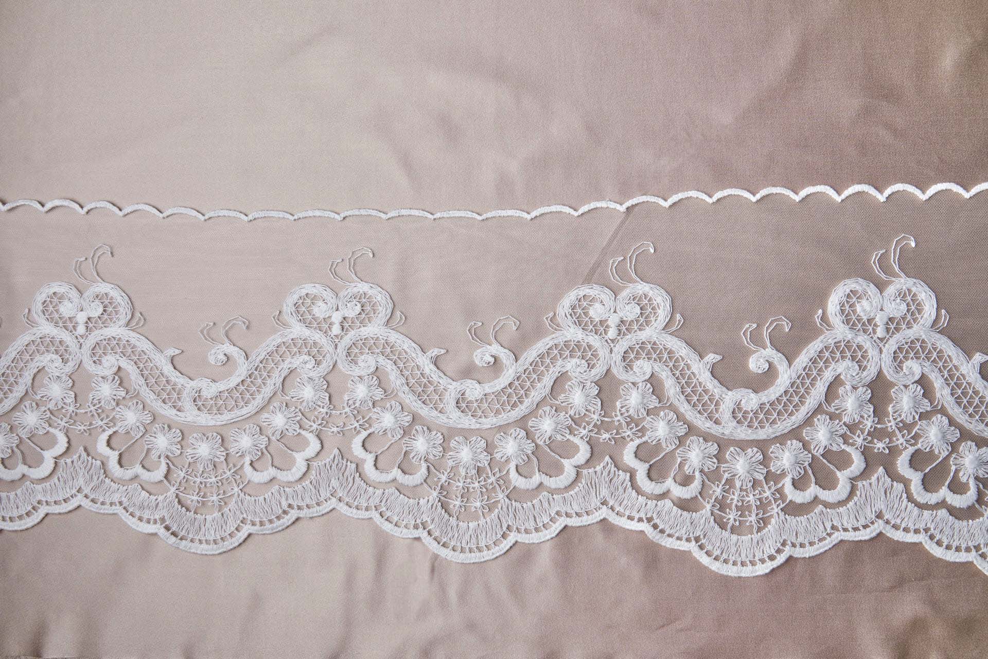 Vintage Embroidered Tulle Trim - Ivory, image 6 of 7