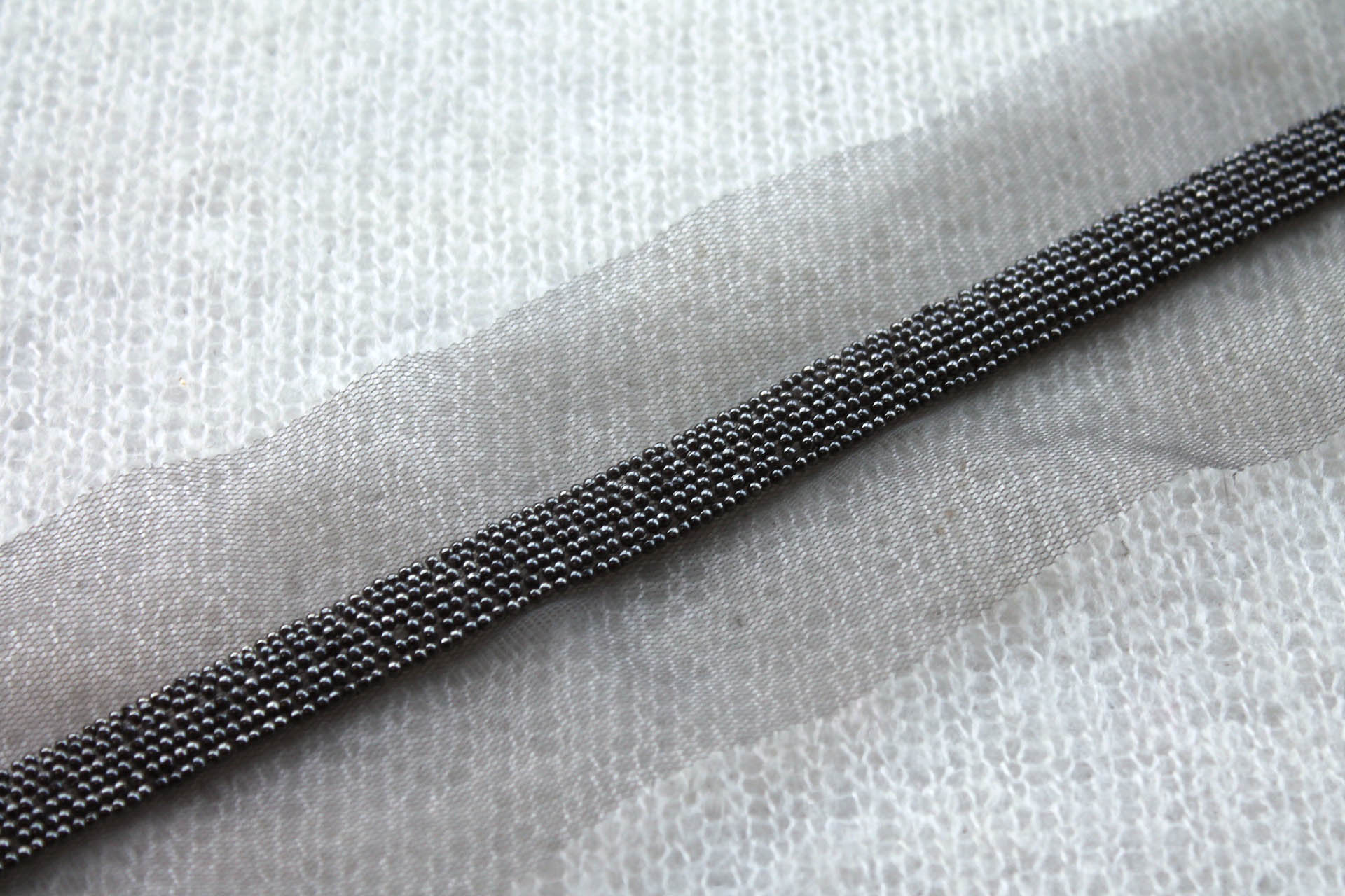 Beaded Micro Trim - Gunmetal Grey Round Plastic Beads, image 2 of 4