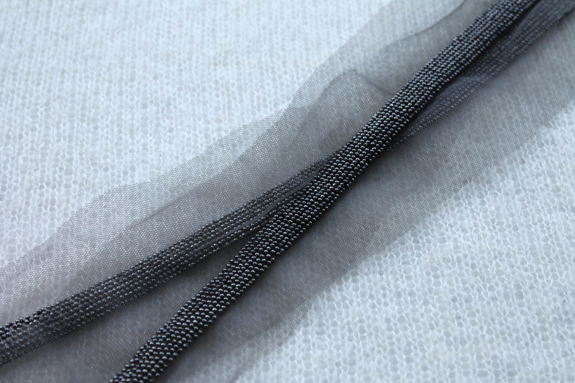 Beaded Micro Trim - Gunmetal Grey Round Plastic Beads, image 3 of 4