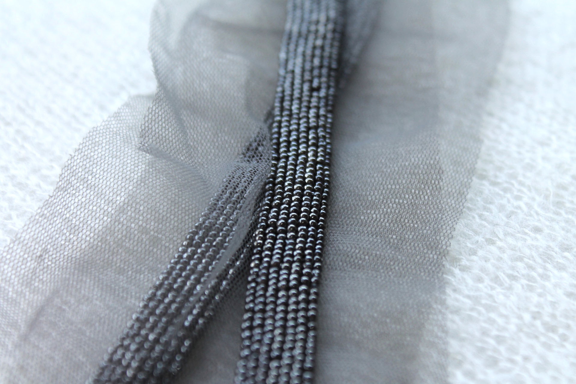 Beaded Micro Trim - Gunmetal Grey Round Plastic Beads, image 4 of 4
