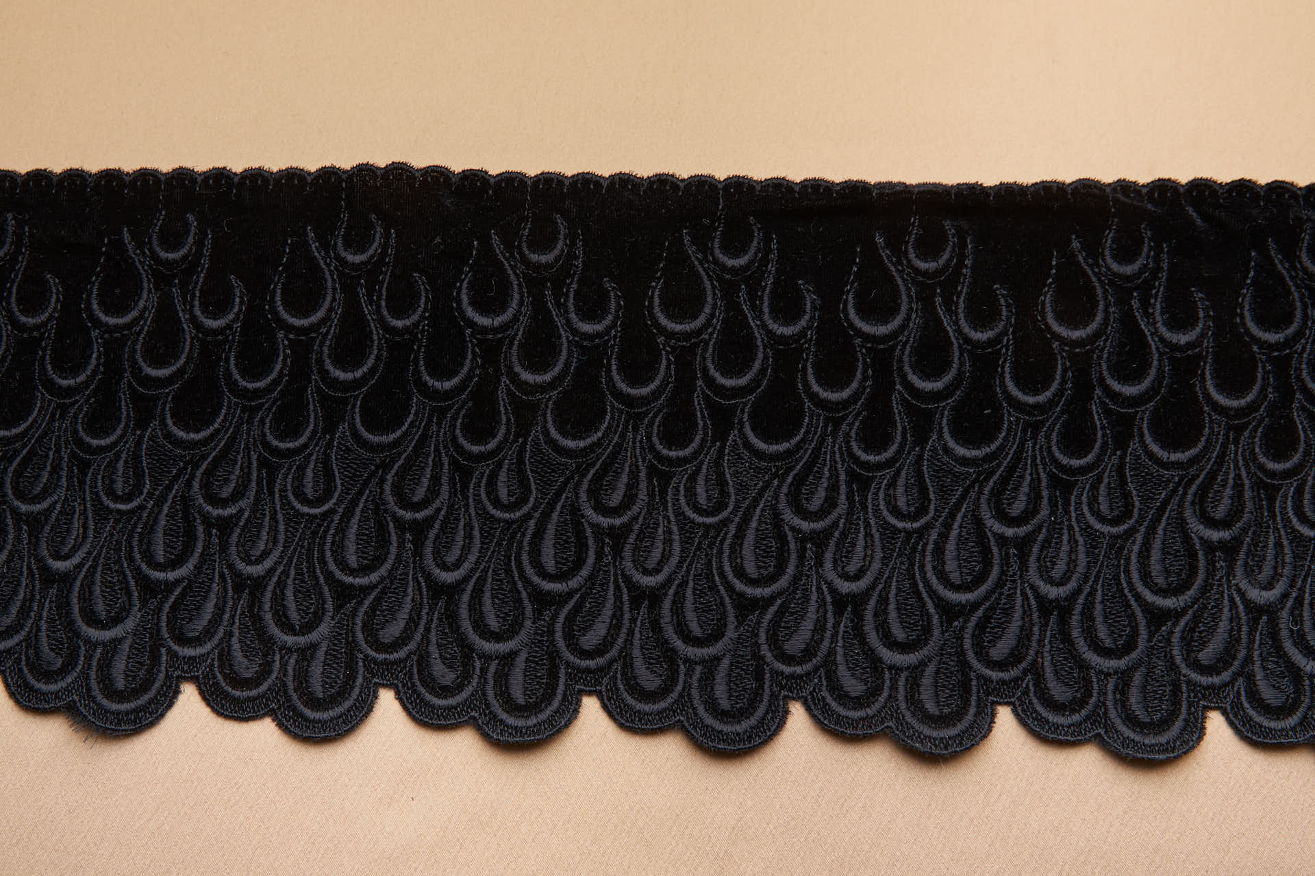 Abstract Teardrop Embroidered Velvet Band - Black trim, image 7 of 7
