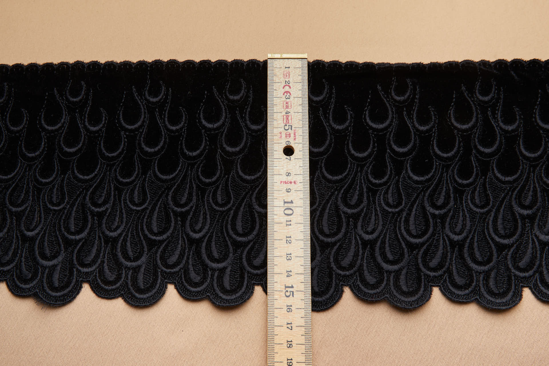 Abstract Teardrop Embroidered Velvet Band - Black trim, image 4 of 7