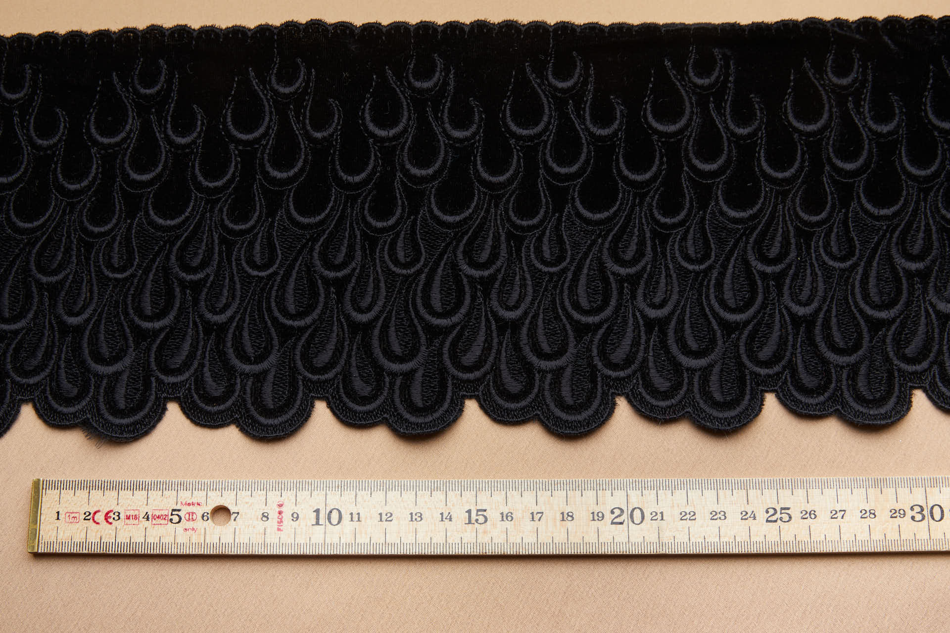 Abstract Teardrop Embroidered Velvet Band - Black trim, image 3 of 7