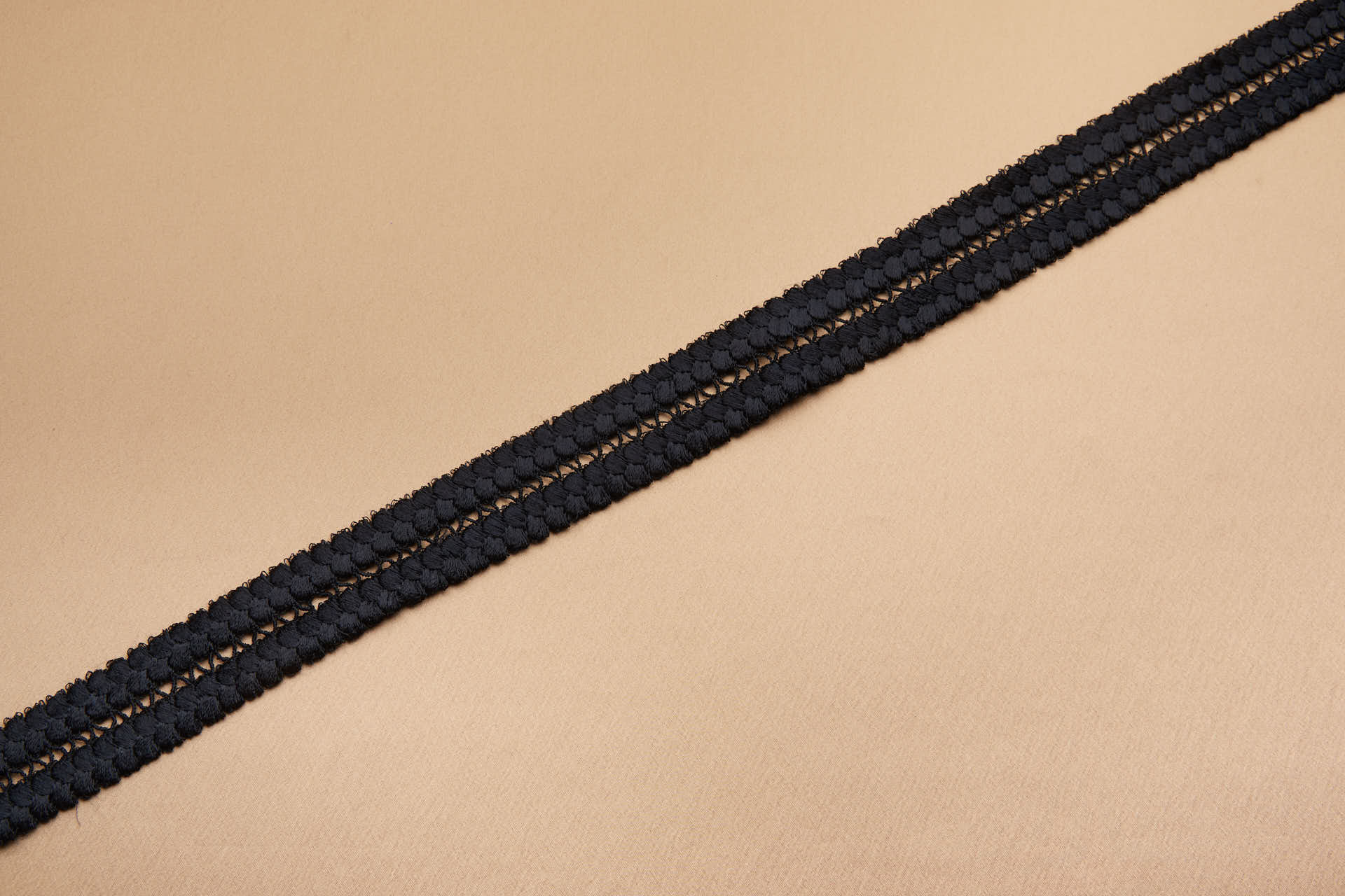 Circles and Stitch Braid Style Guipure Lace Trim - Black, image 6 of 8