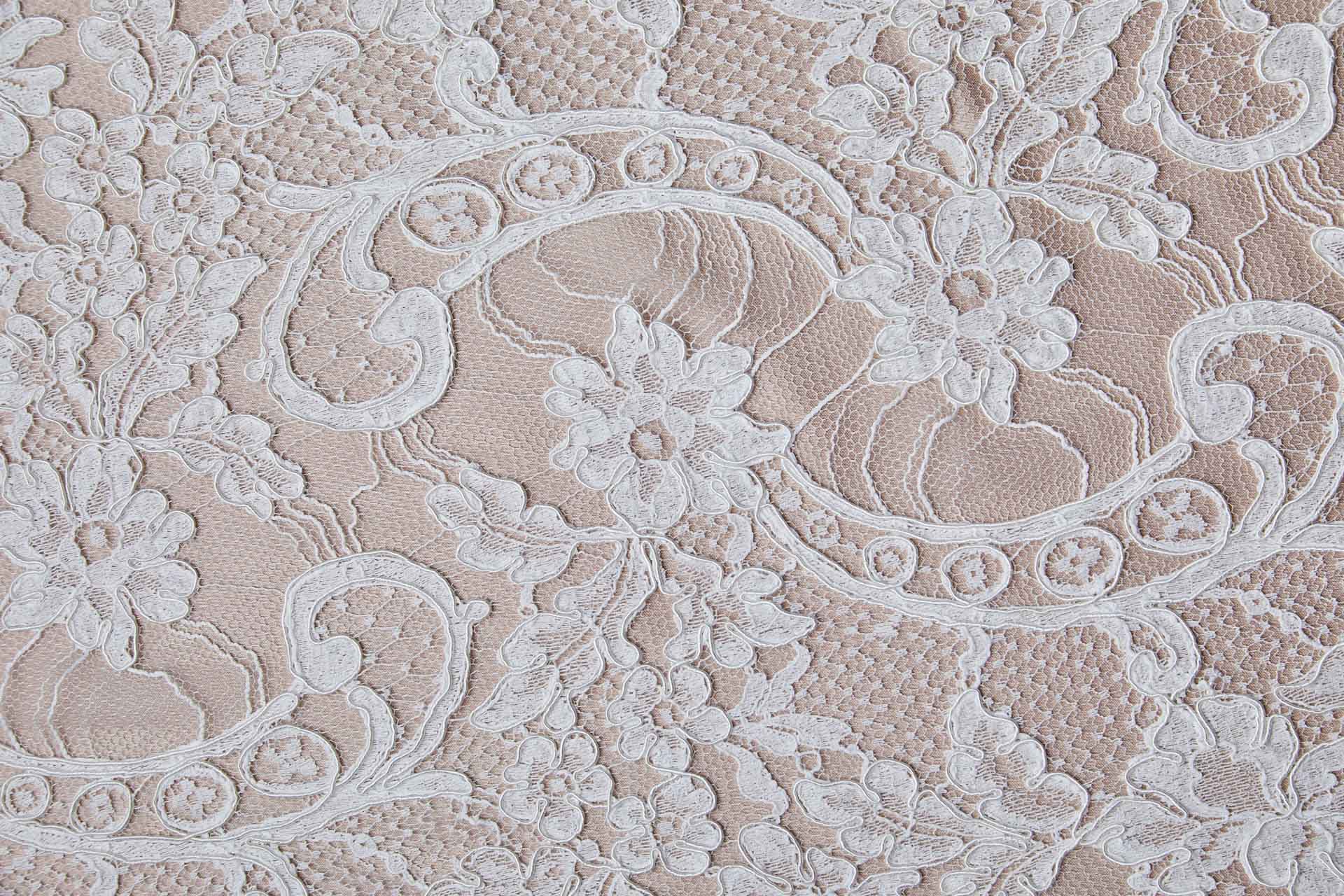 Corded Leavers Lace Scroll Border Trim - Pale Ivory, image 7 of 8