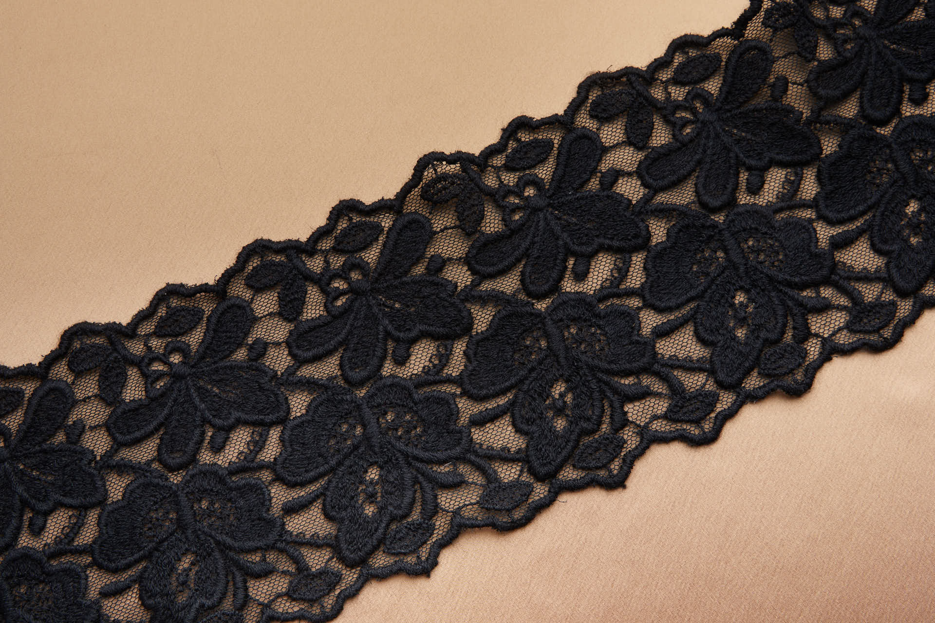 Chunky Embroidered Wool and Cotton Tulle Trim - Black, image 6 of 7