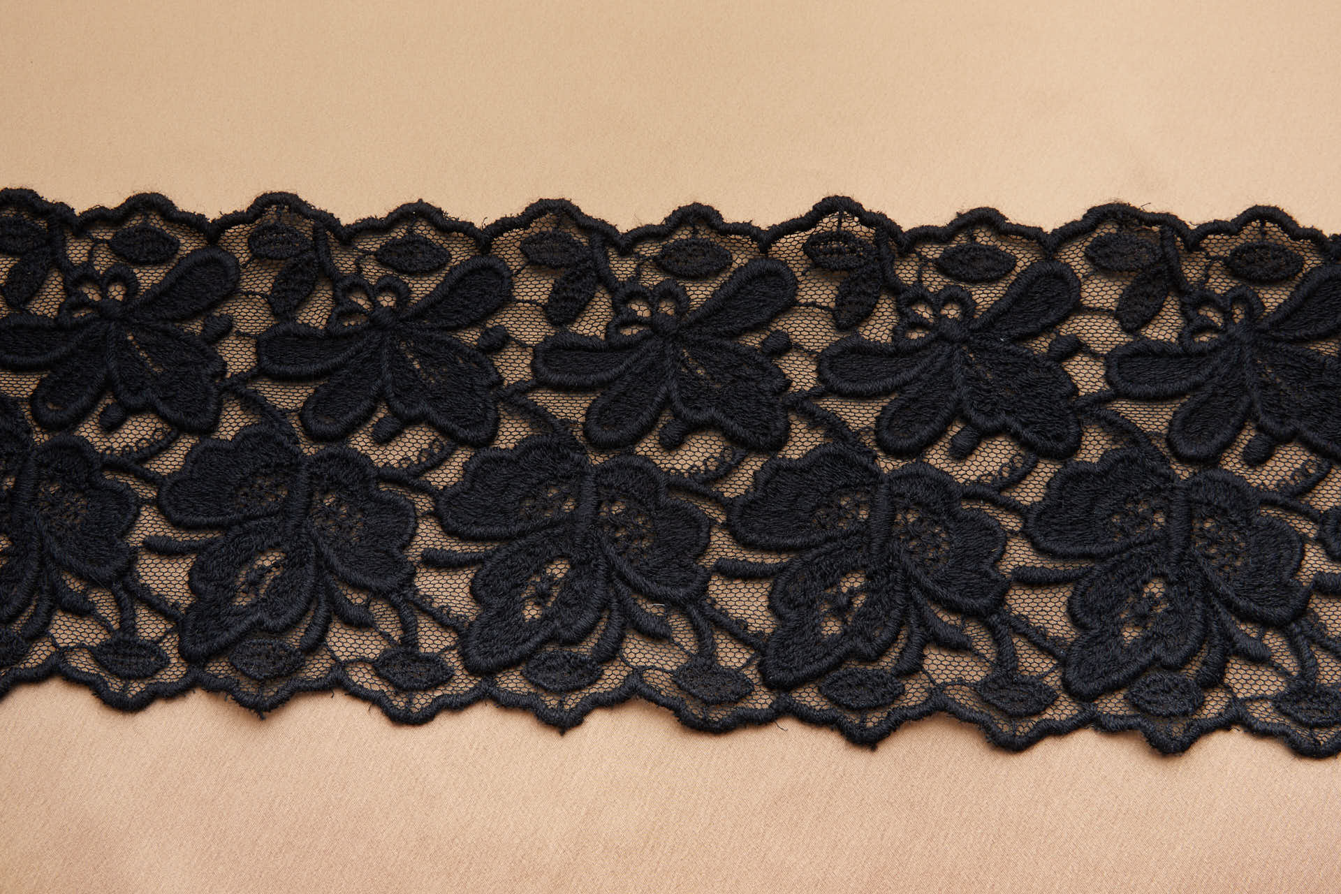 Chunky Embroidered Wool and Cotton Tulle Trim - Black, image 7 of 7