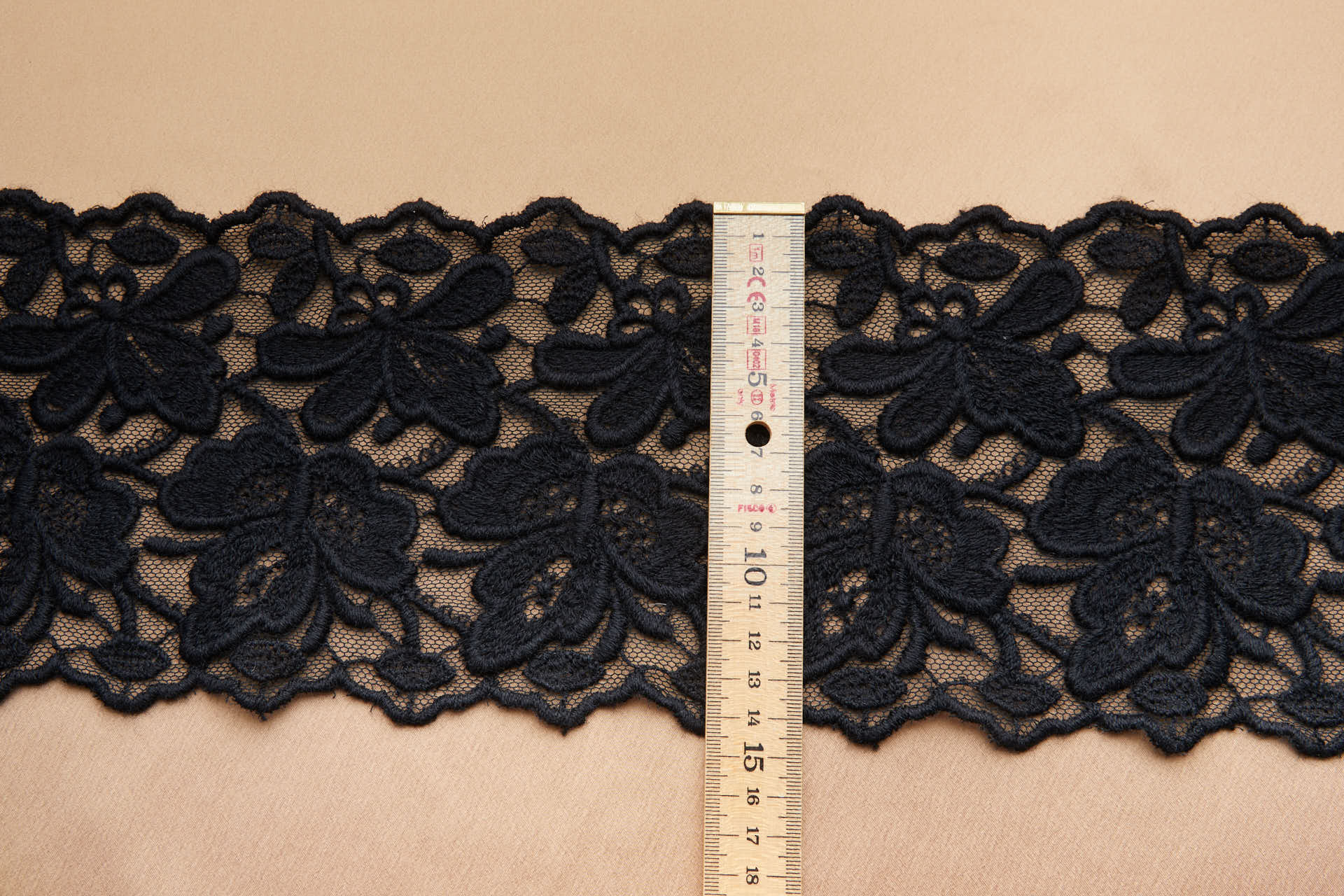 Chunky Embroidered Wool and Cotton Tulle Trim - Black, image 4 of 7