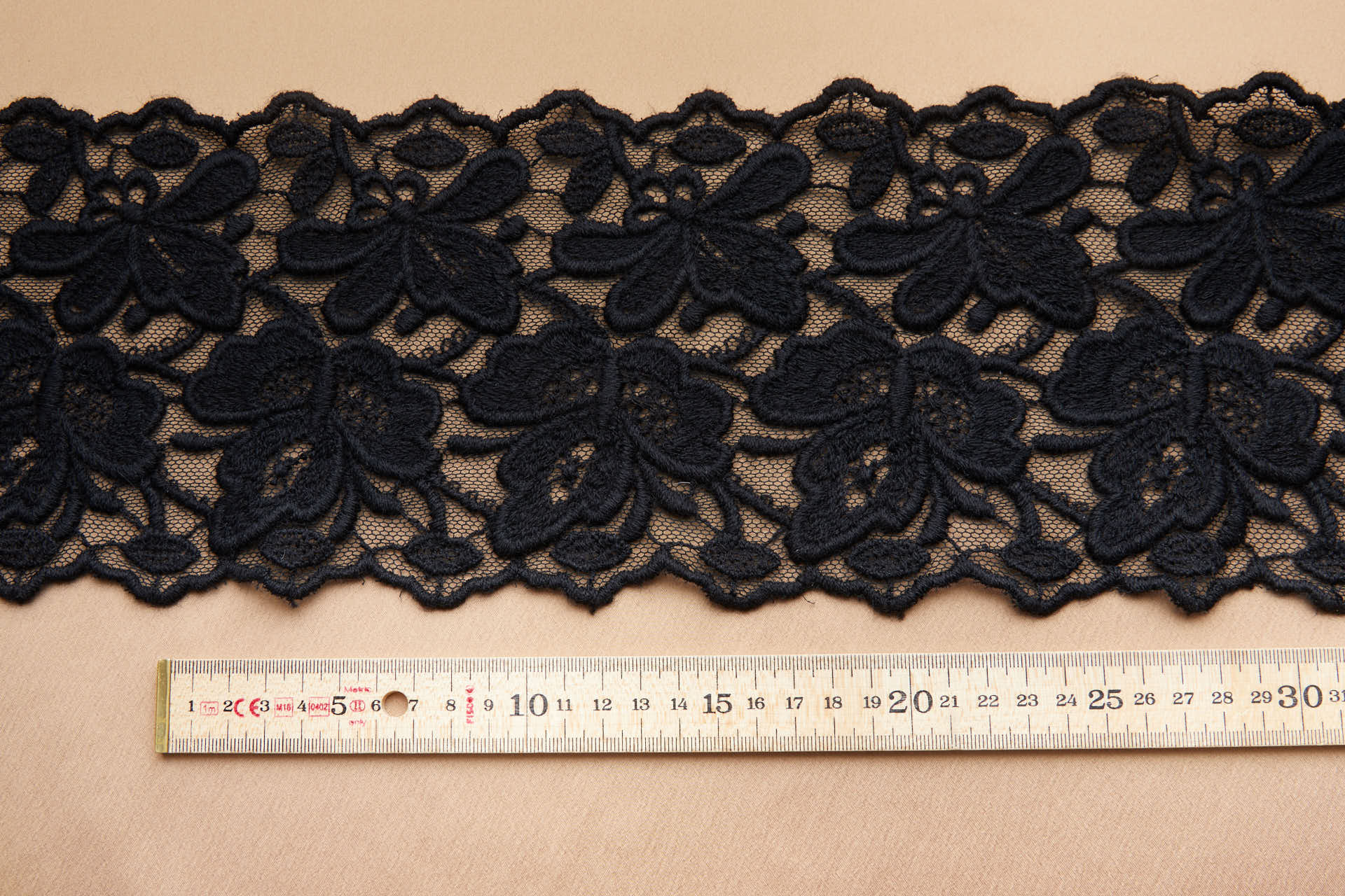 Chunky Embroidered Wool and Cotton Tulle Trim - Black, image 5 of 7