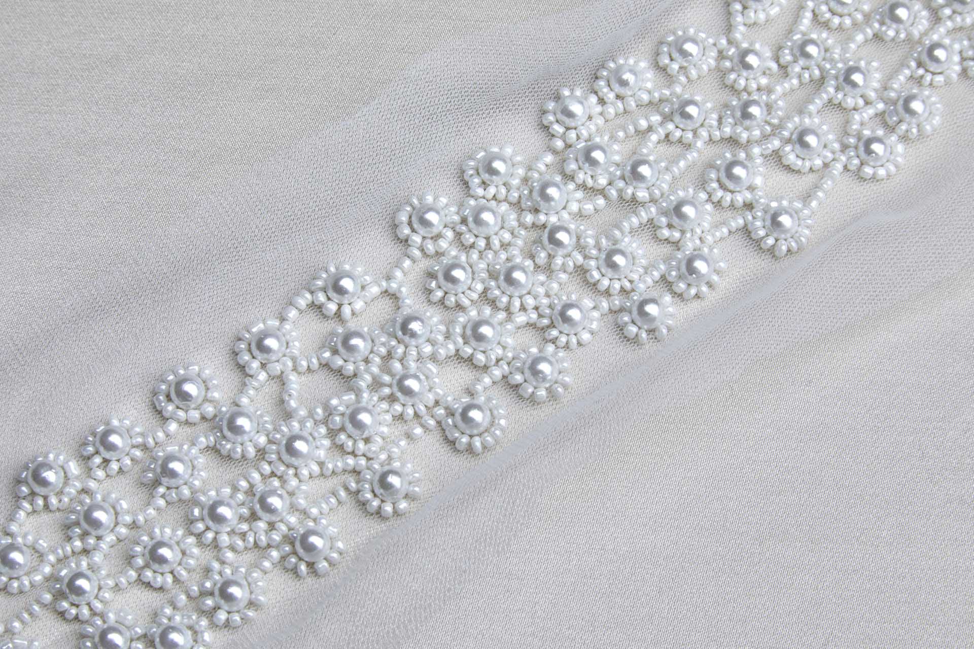 White Pearl and Glass Bead Trim