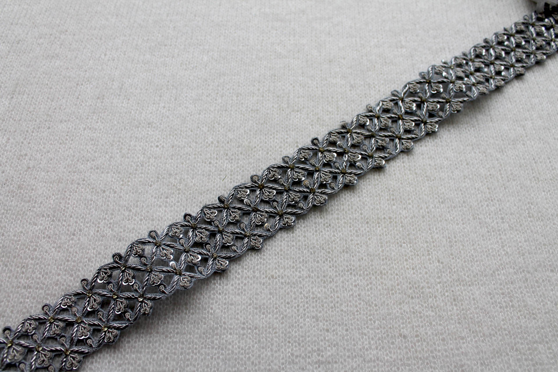 Zari & Sequin Trim - Silver / Pale Blue, image 2 of 4