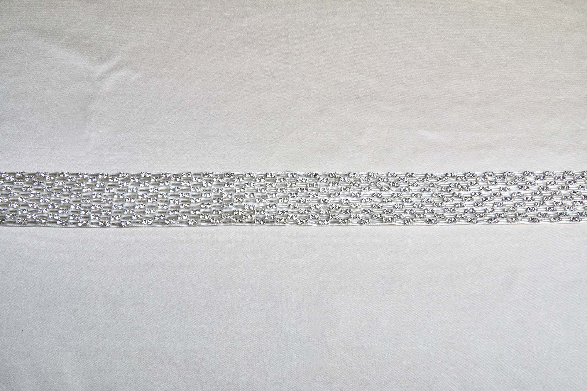 Wide Beaded Diamanté Grosgrain Ribbon in Ivory and Silver trim, image 8 of 8