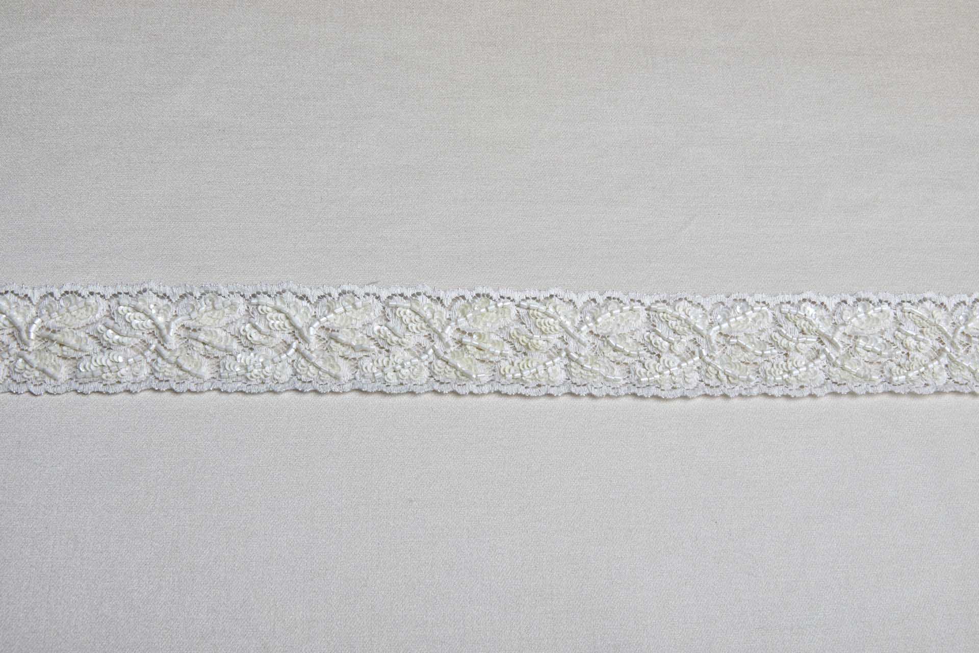 Beaded and Sequinned Lace Ribbon Trim - Creamy Ivory, image 6 of 6