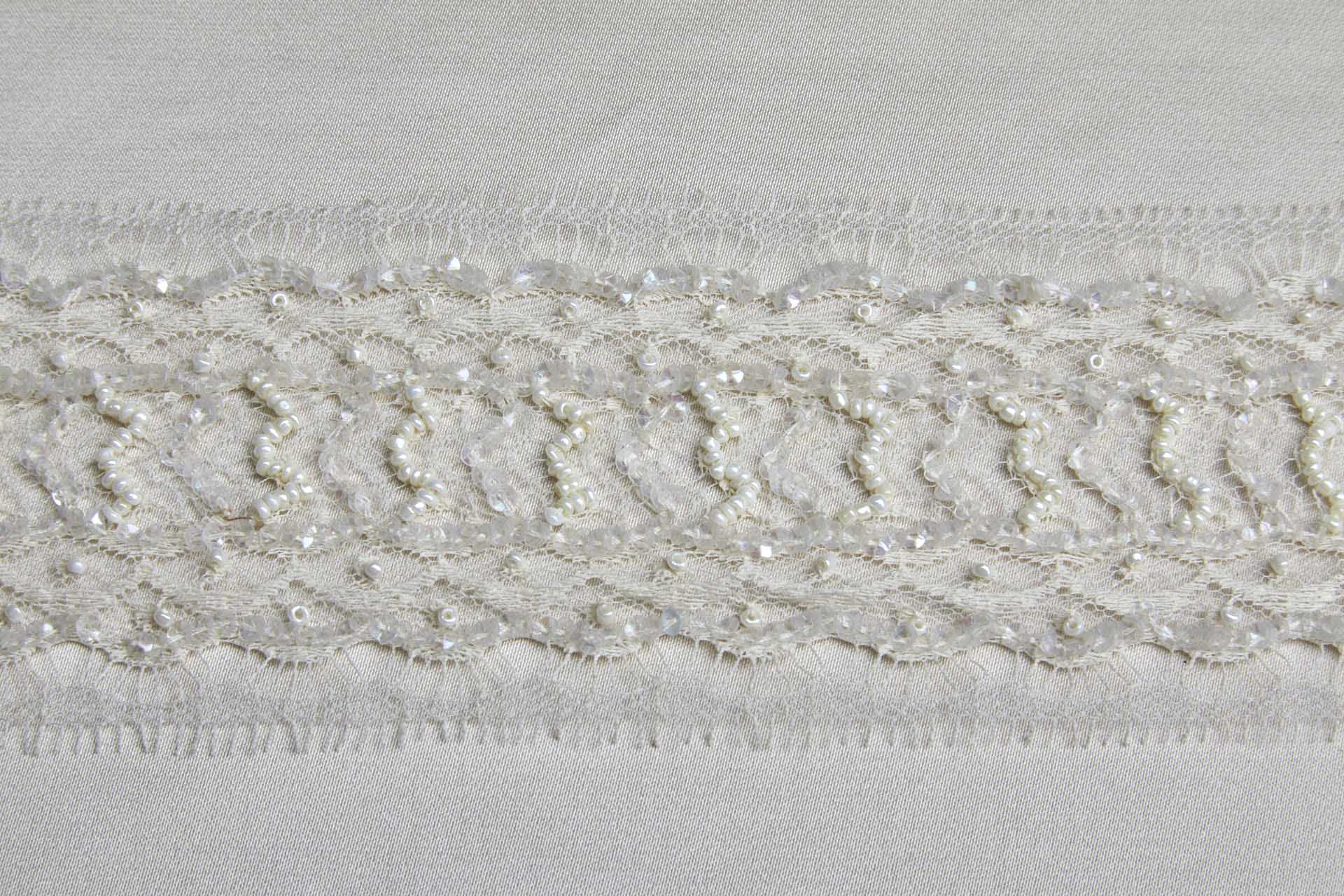 Beaded and Sequinned Lace trim in Cream and Ivory, image 2 of 9