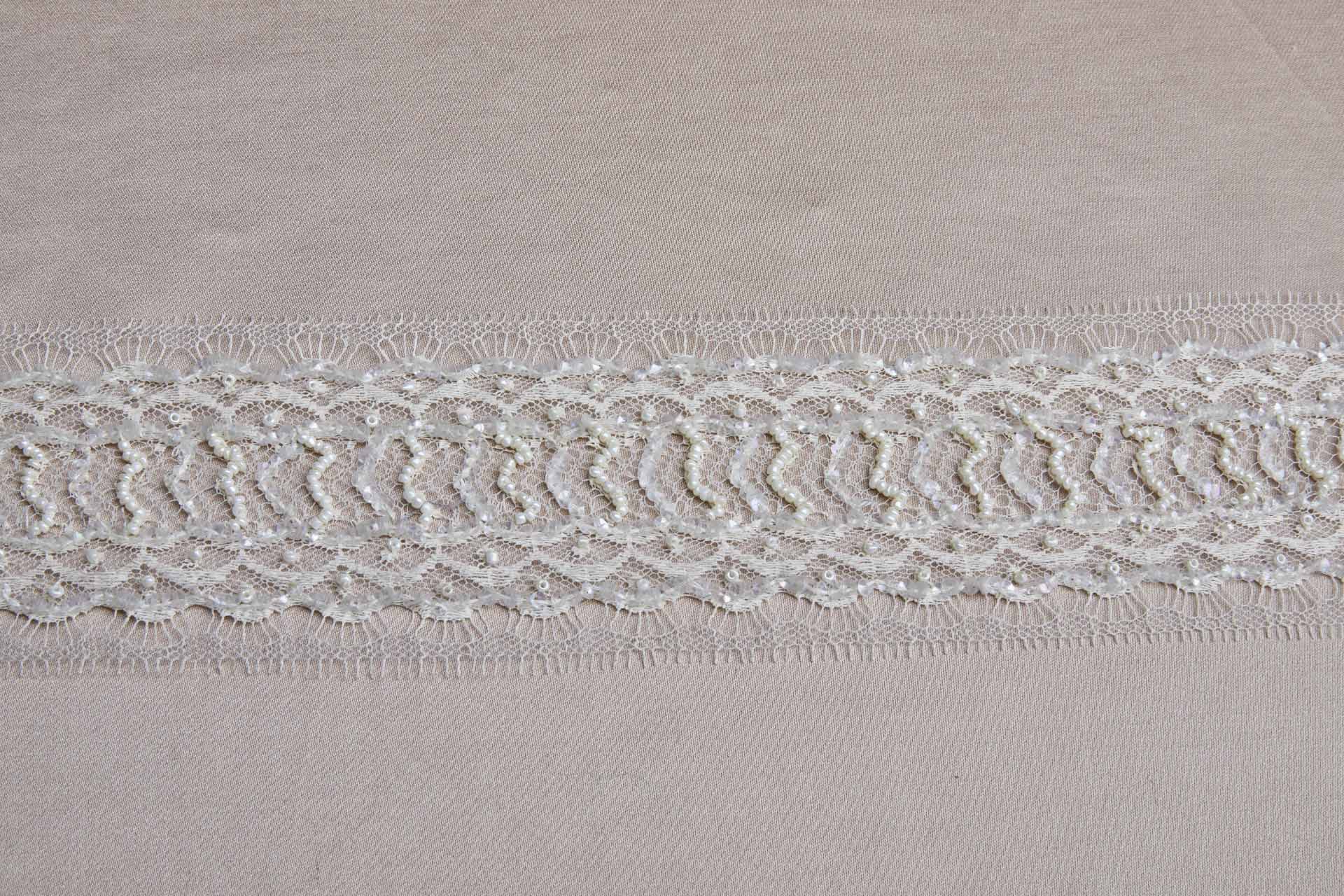 Beaded and Sequinned Lace trim in Cream and Ivory, image 5 of 9