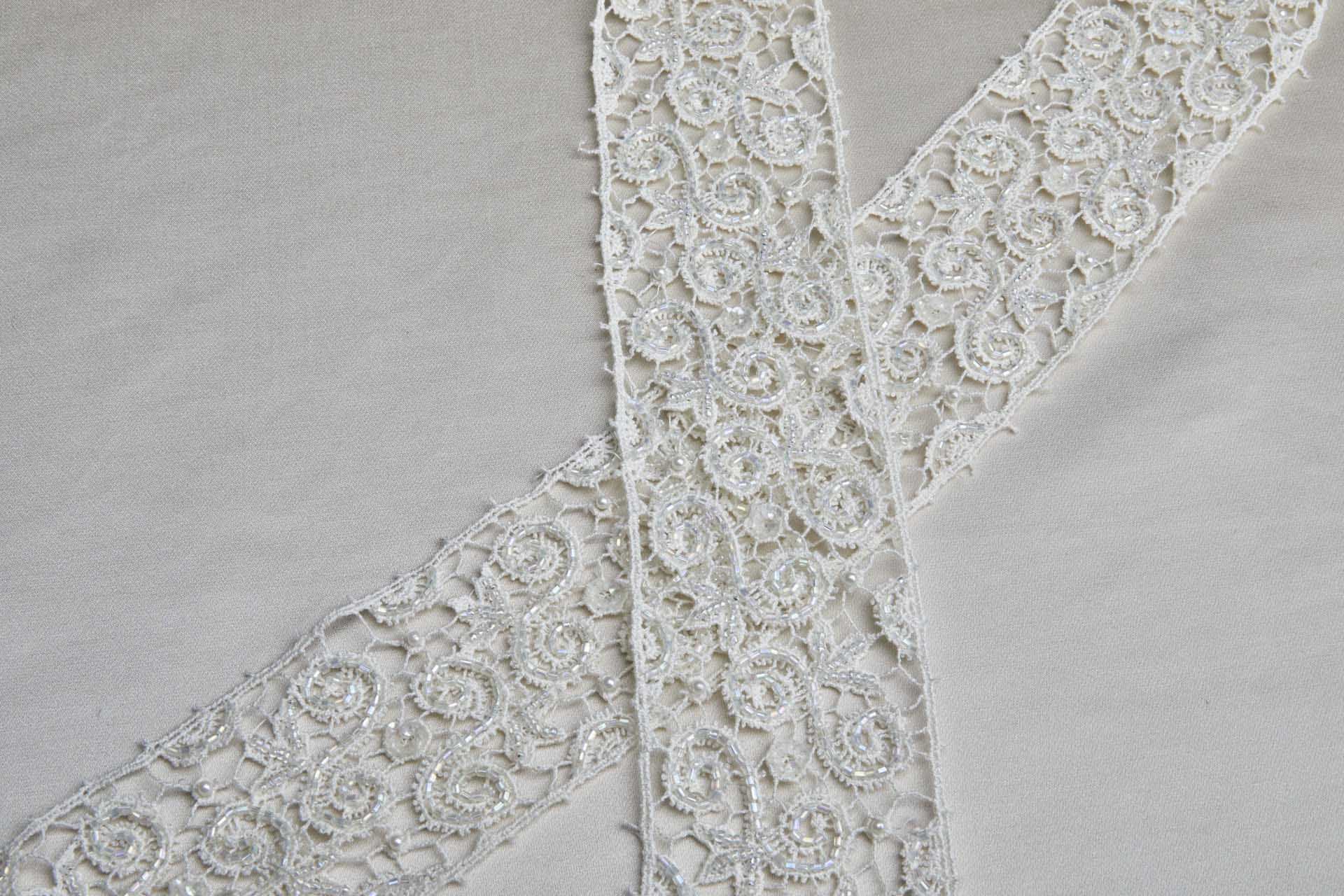 Crochet Style Guipure Trim with Beaded and Sequinned Swirls, image 4 of 4