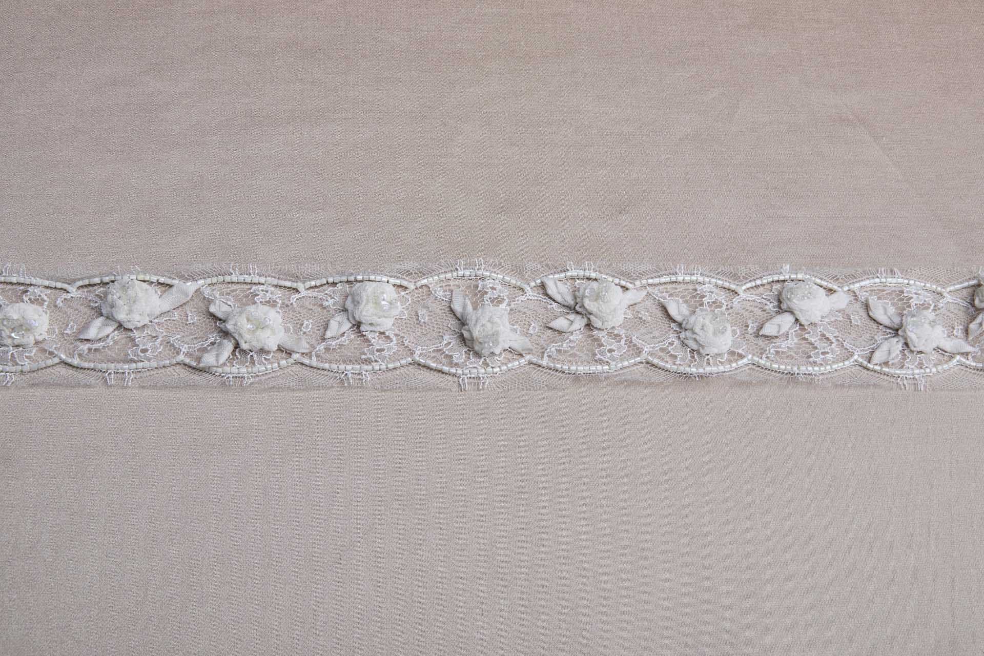 Beaded and Appliqued Chantilly Lace Trim in Ivory, image 7 of 8