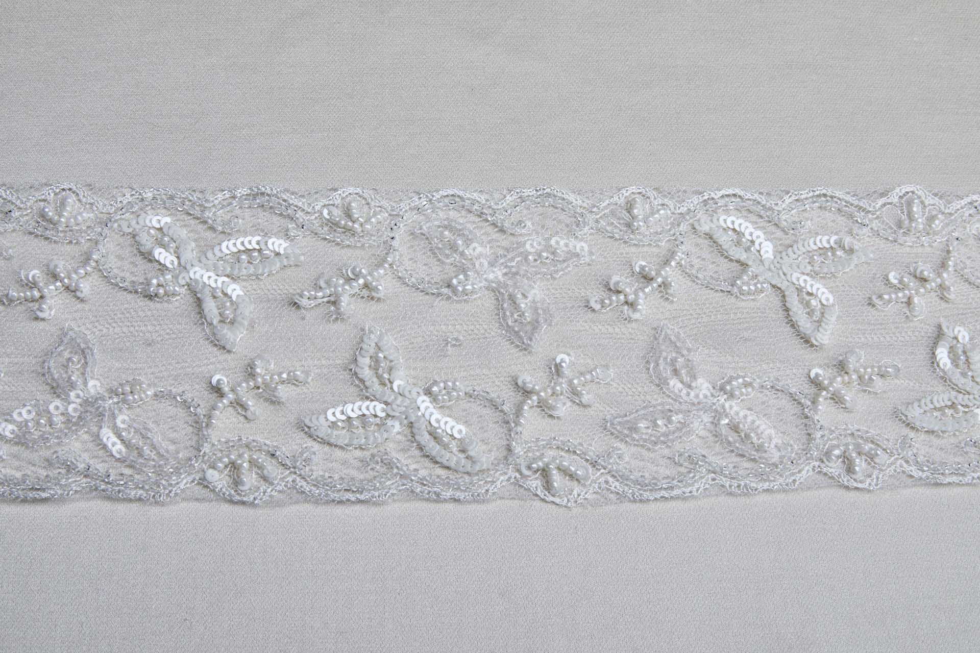 Beaded and Sequinned Delicate Tulle Trim - Ivory, image 8 of 8