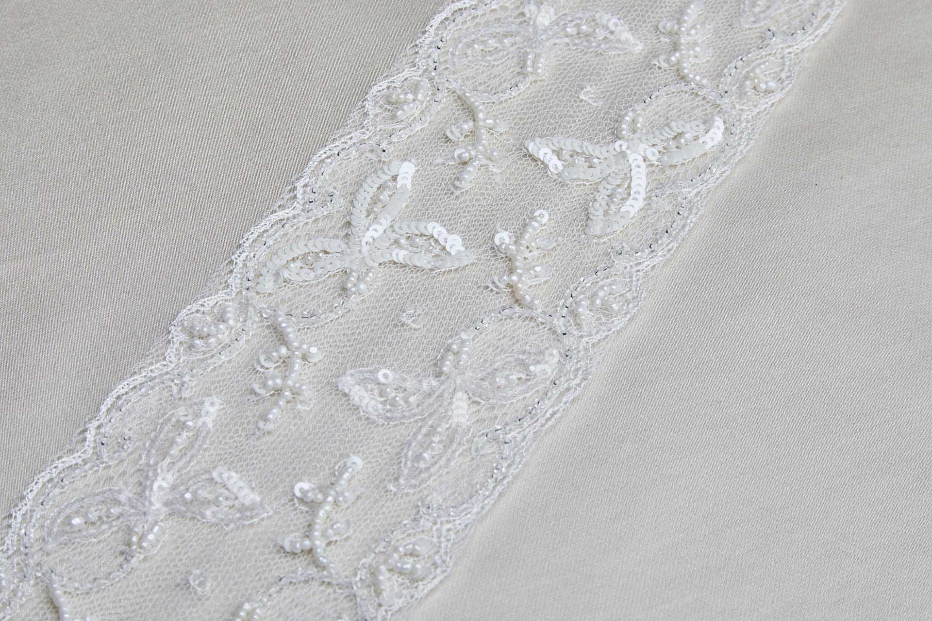 Beaded and Sequinned Delicate Tulle Trim - Ivory, image 4 of 8