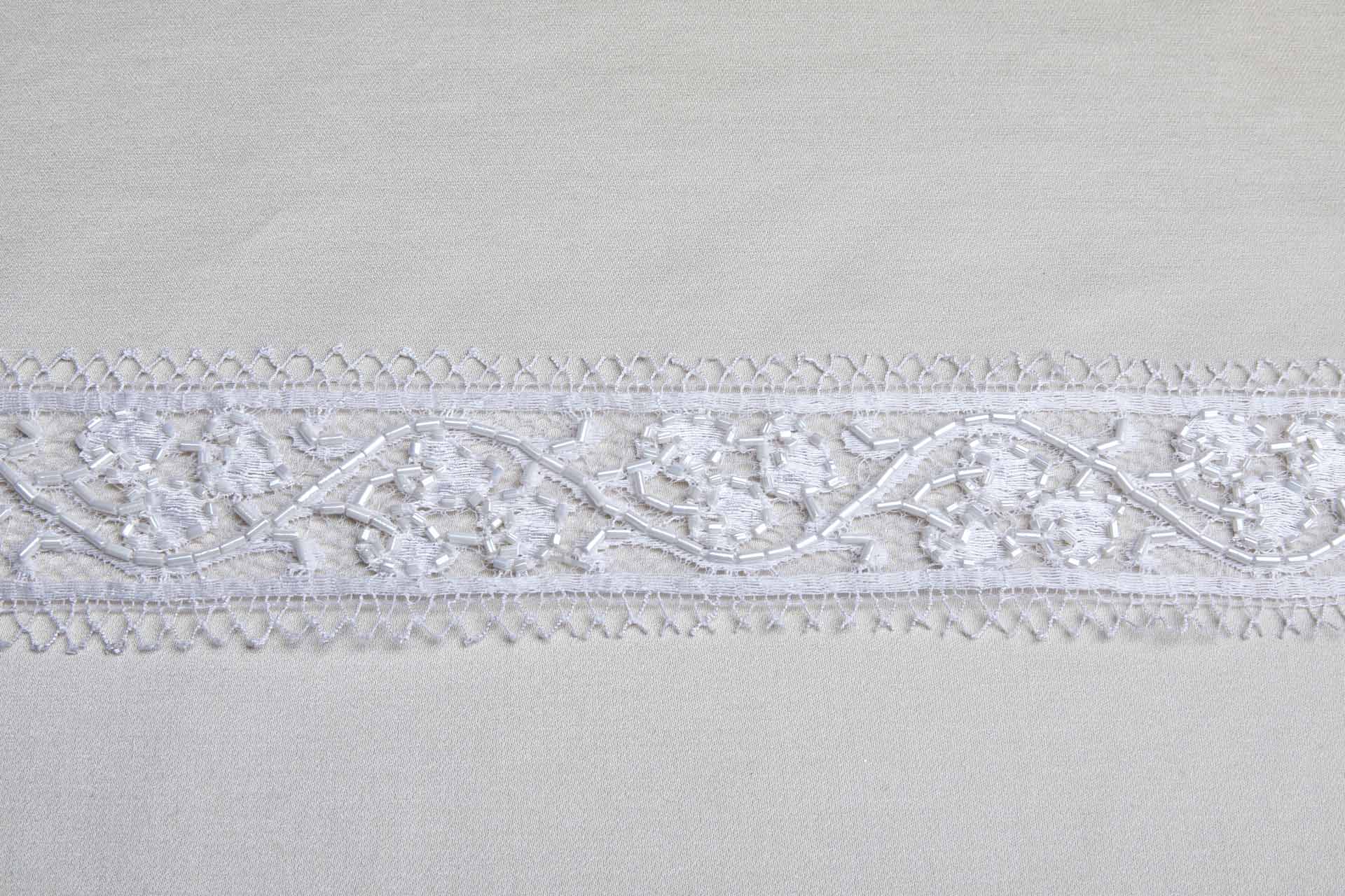 Beaded Leavers Lace Band Trim - Off White, image 5 of 5