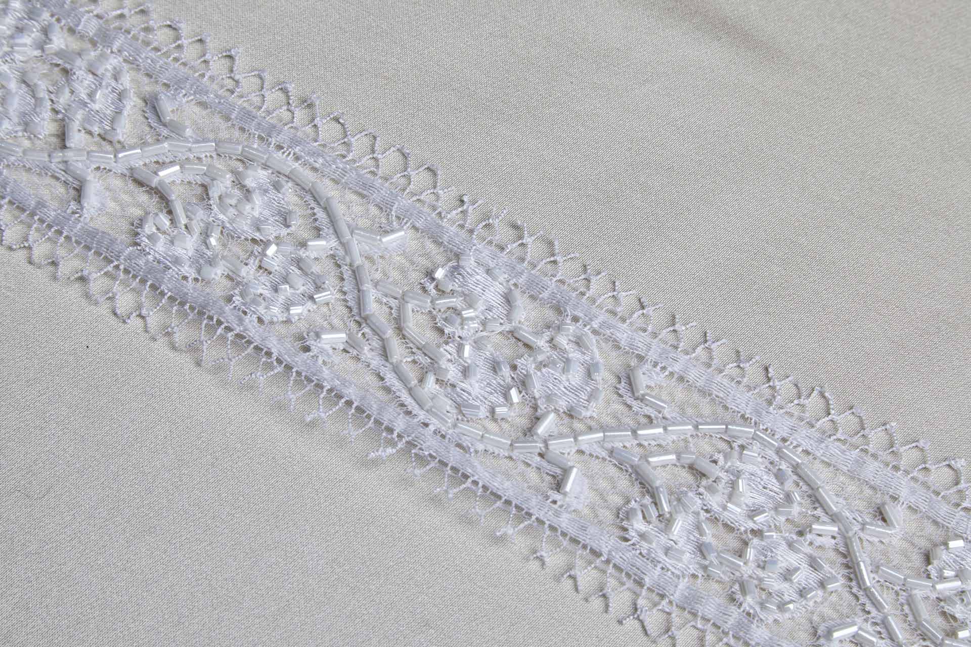 Beaded Leavers Lace Band Trim - Off White, image 3 of 5