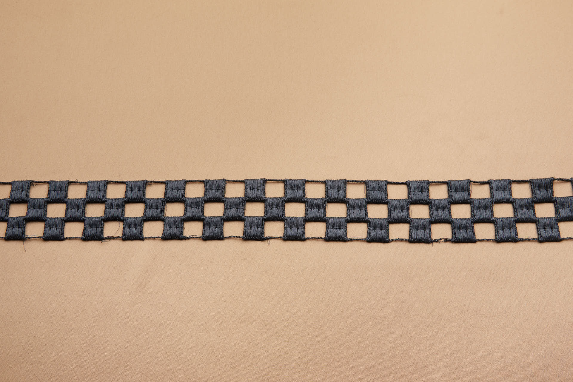 Checkerboard Geometric Guipure Lace Trim - Gunmetal, image 6 of 6
