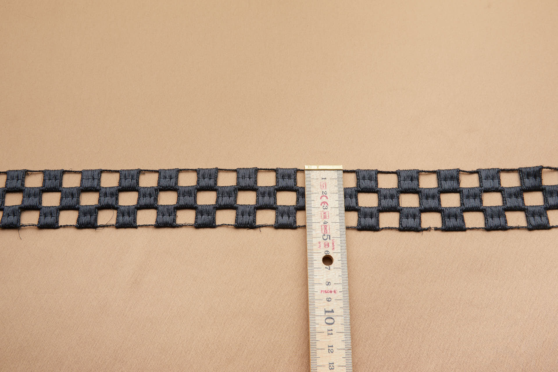 Checkerboard Geometric Guipure Lace Trim - Gunmetal, image 3 of 6
