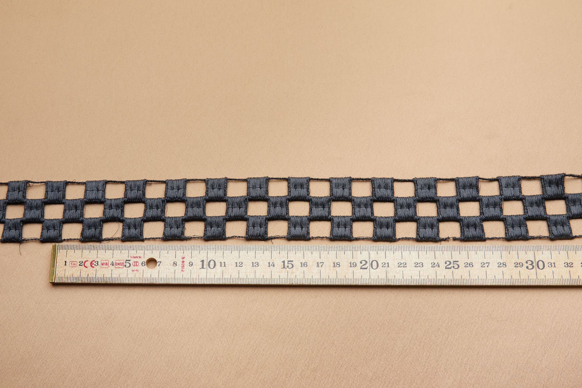Checkerboard Geometric Guipure Lace Trim - Gunmetal, image 5 of 6