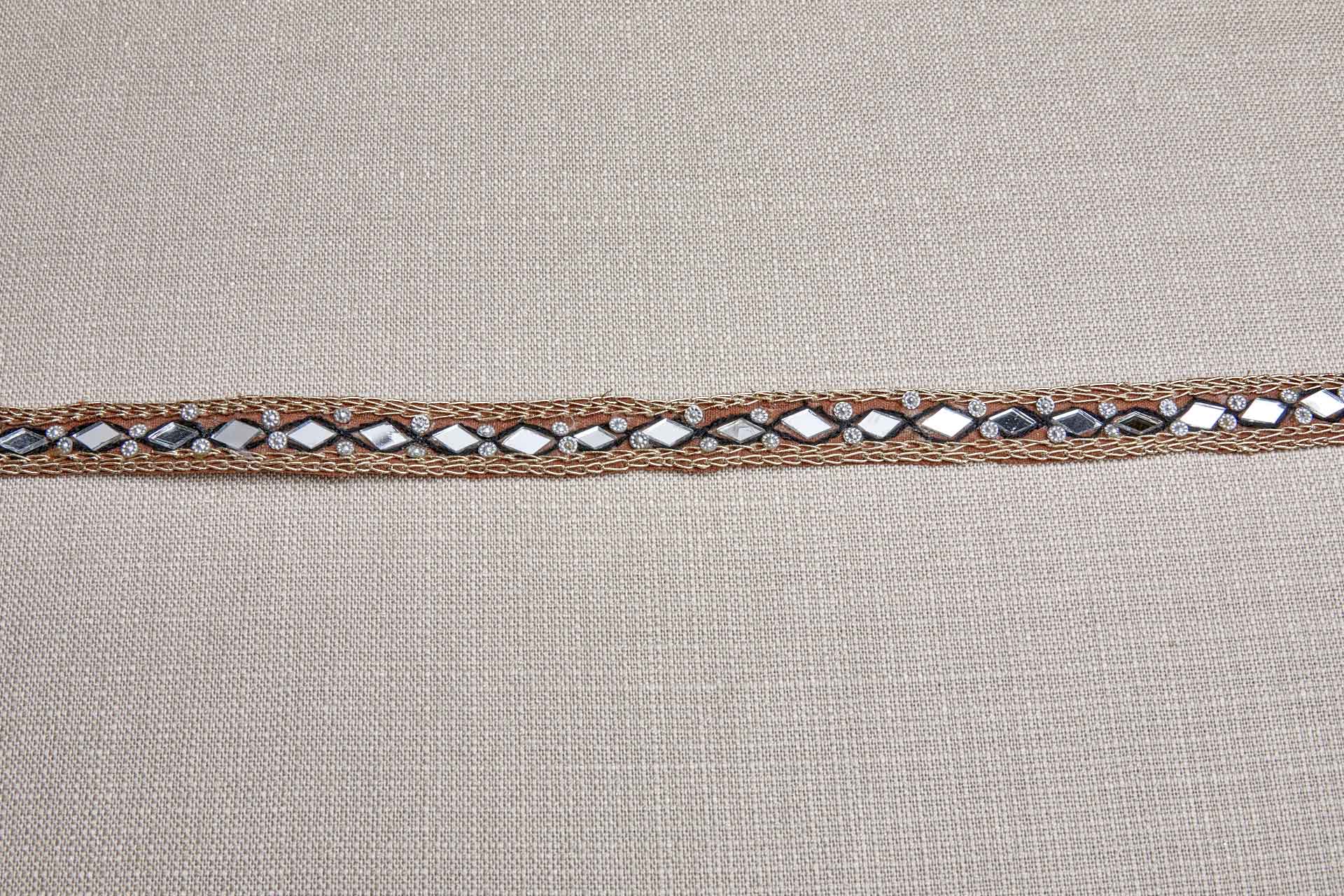 Diamond Mirrors with Black and Gold Thread on Brown trim, image 6 of 6