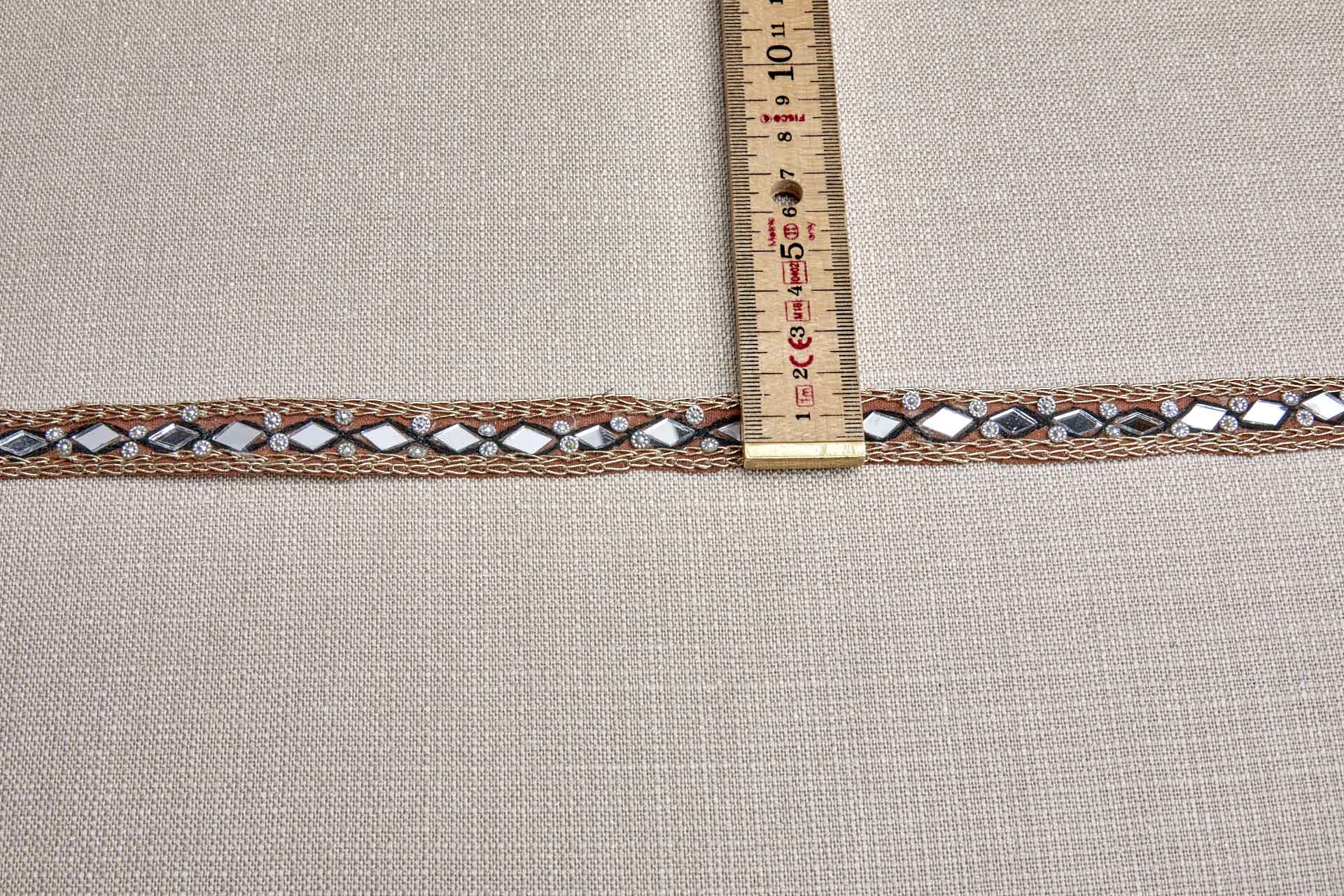 Diamond Mirrors with Black and Gold Thread on Brown trim, image 3 of 6