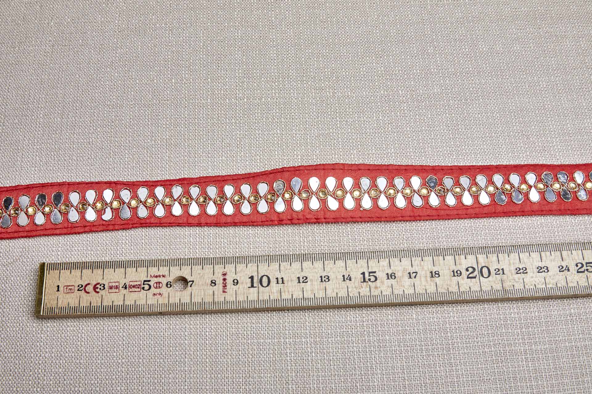 Teardrop Mirrors with Apricot Crystals on Orangey Red trim, image 2 of 6